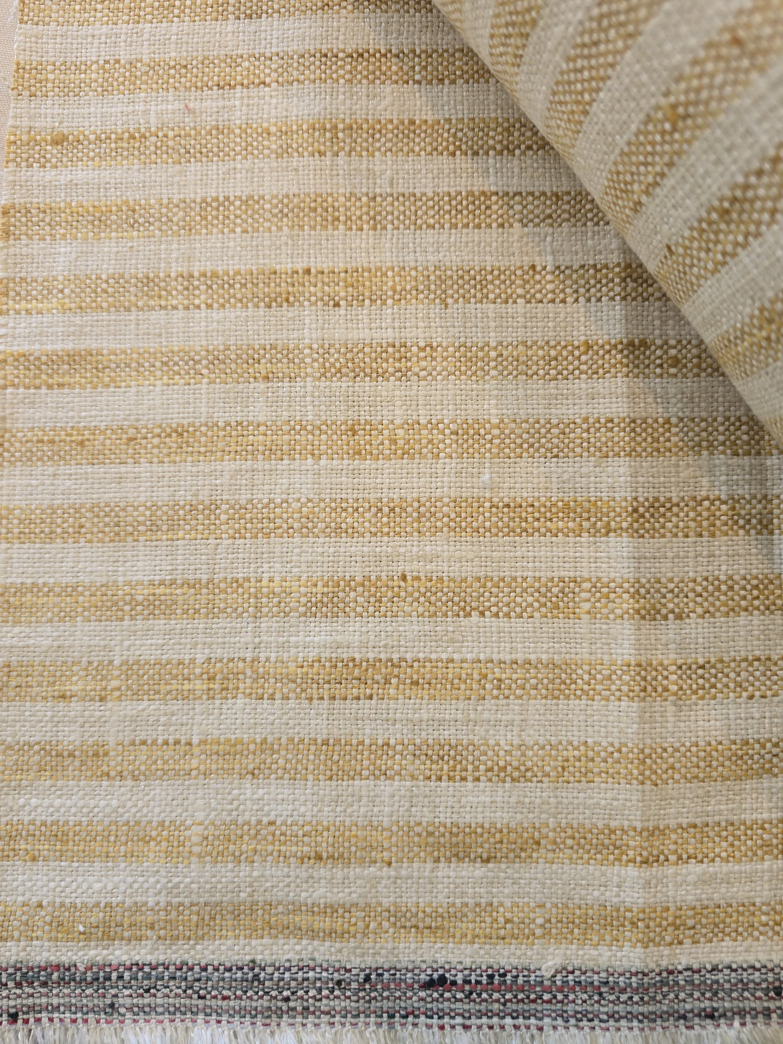 Cotton-Linen Striped Fabric - Cream / Yellow