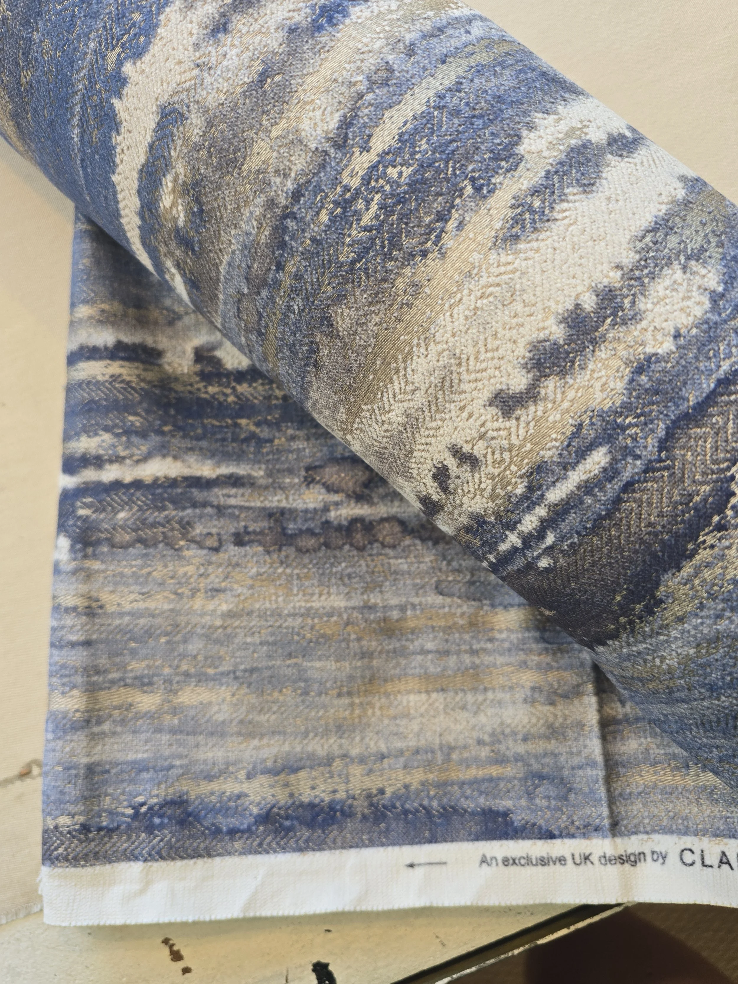 Clarke & Clarke Latour Fabric - Lagoon/Indigo