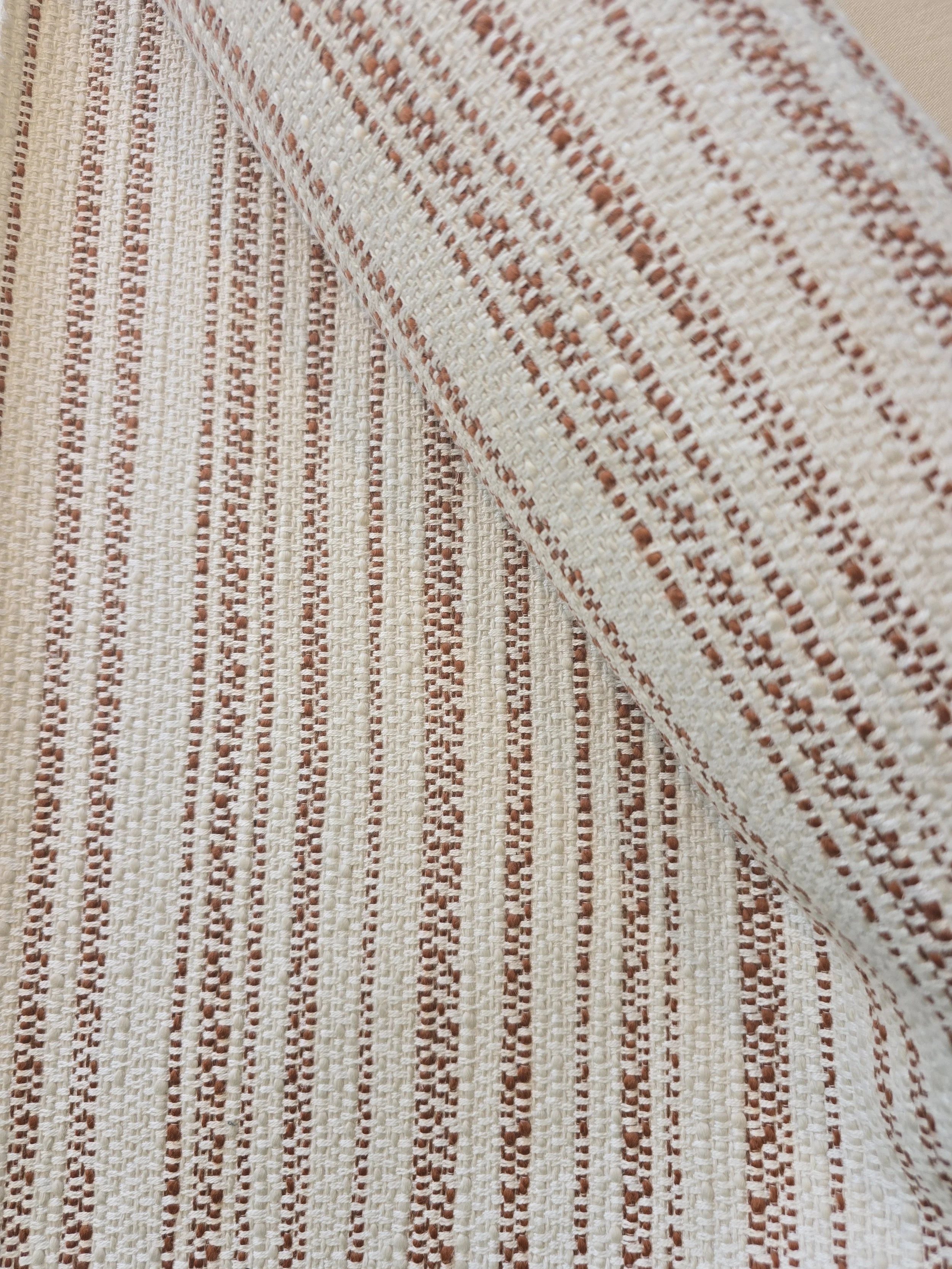 Bellano Stripe Fabric in Copper & White by Thibaut - 5.75 Yards