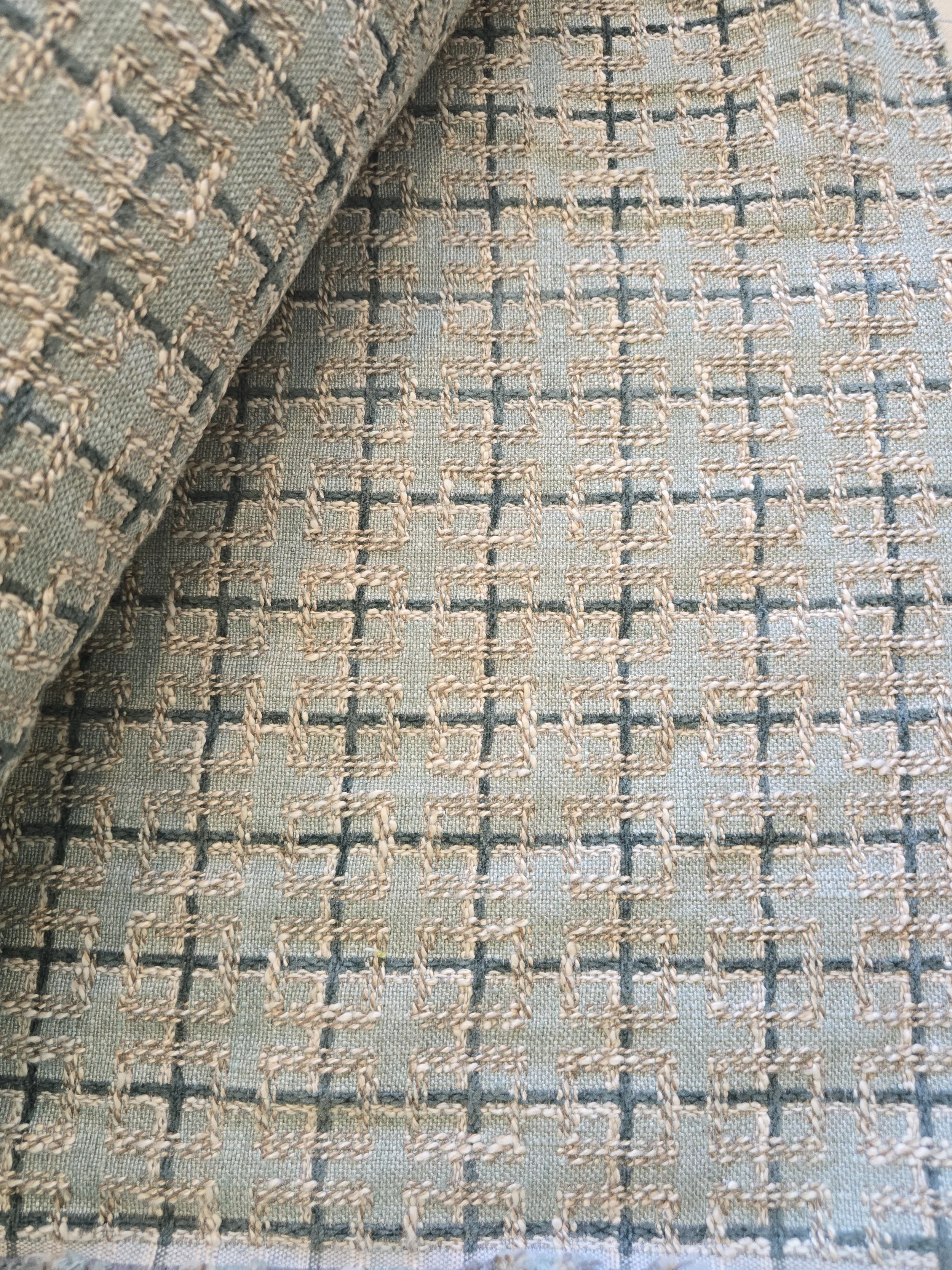 Nina Campbell Interlock Squares Aqua Fabric - 5.75 Yards