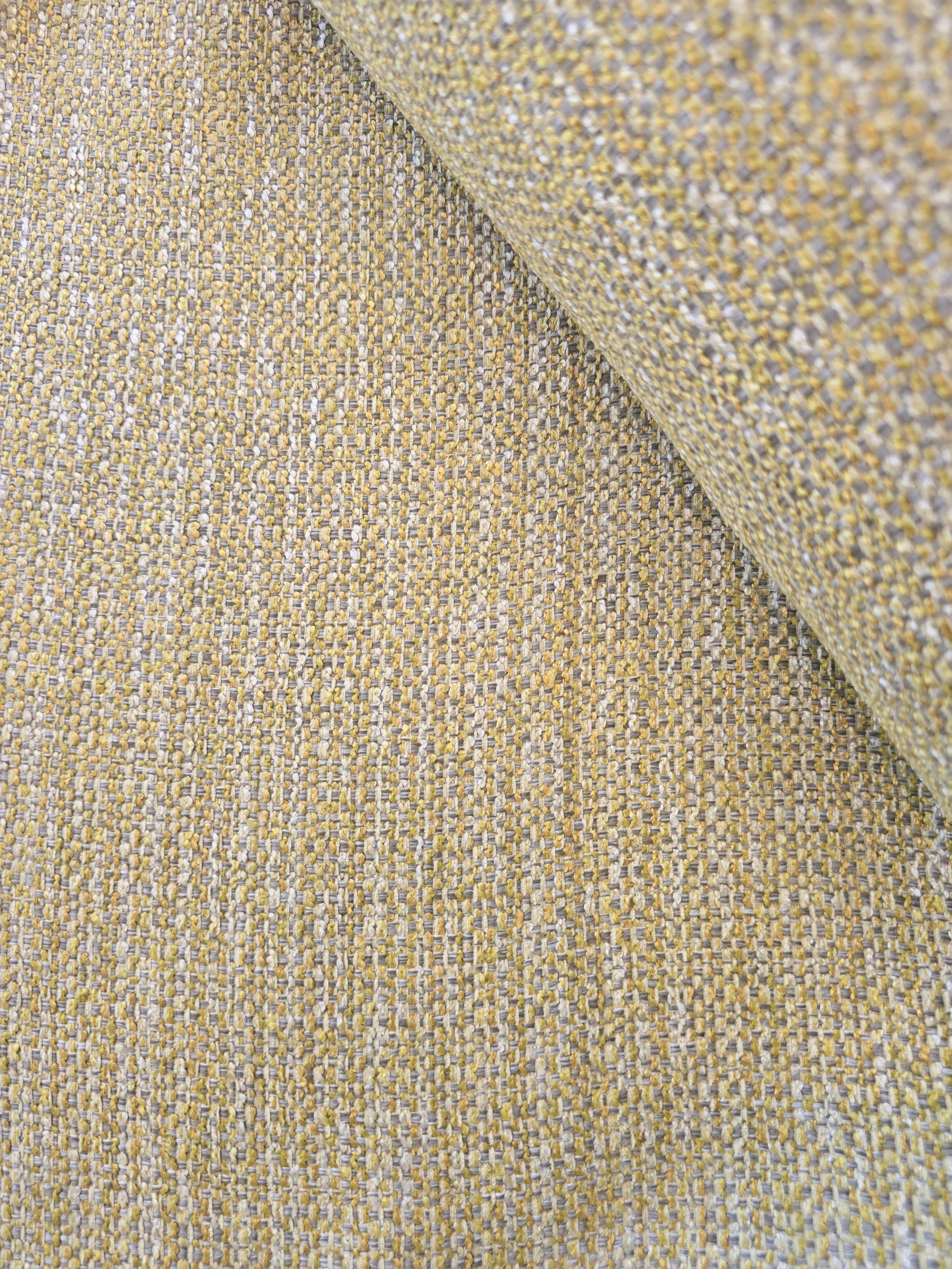 Premium Woven Upholstery Fabric - Golden Yellow / Ochre / Warm Beige / Soft Grey