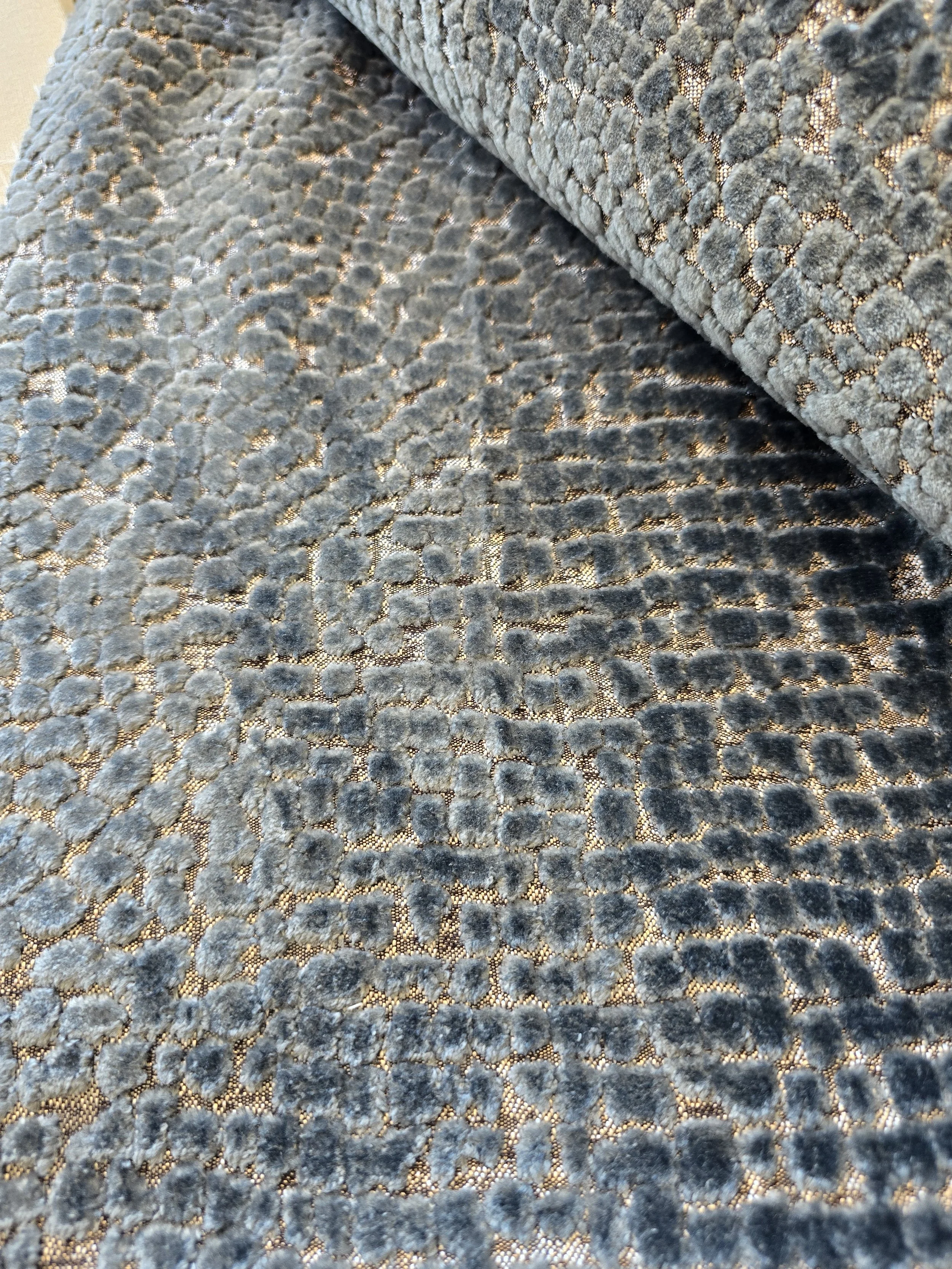 Luxury Blue Velvet Upholstery Fabric - 3.75 Yards