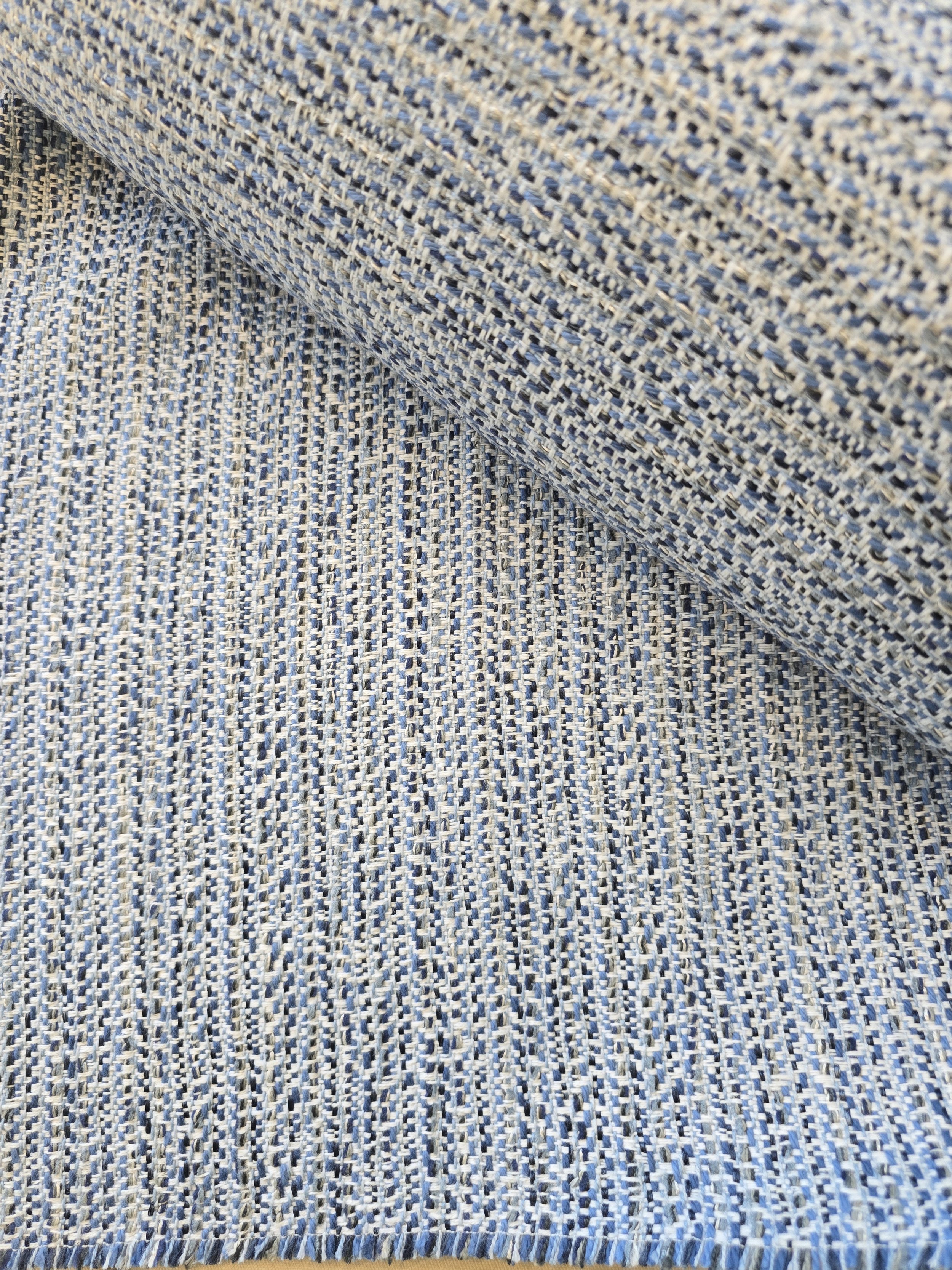 Hampton Blue Capri Tweed Upholstery Fabric