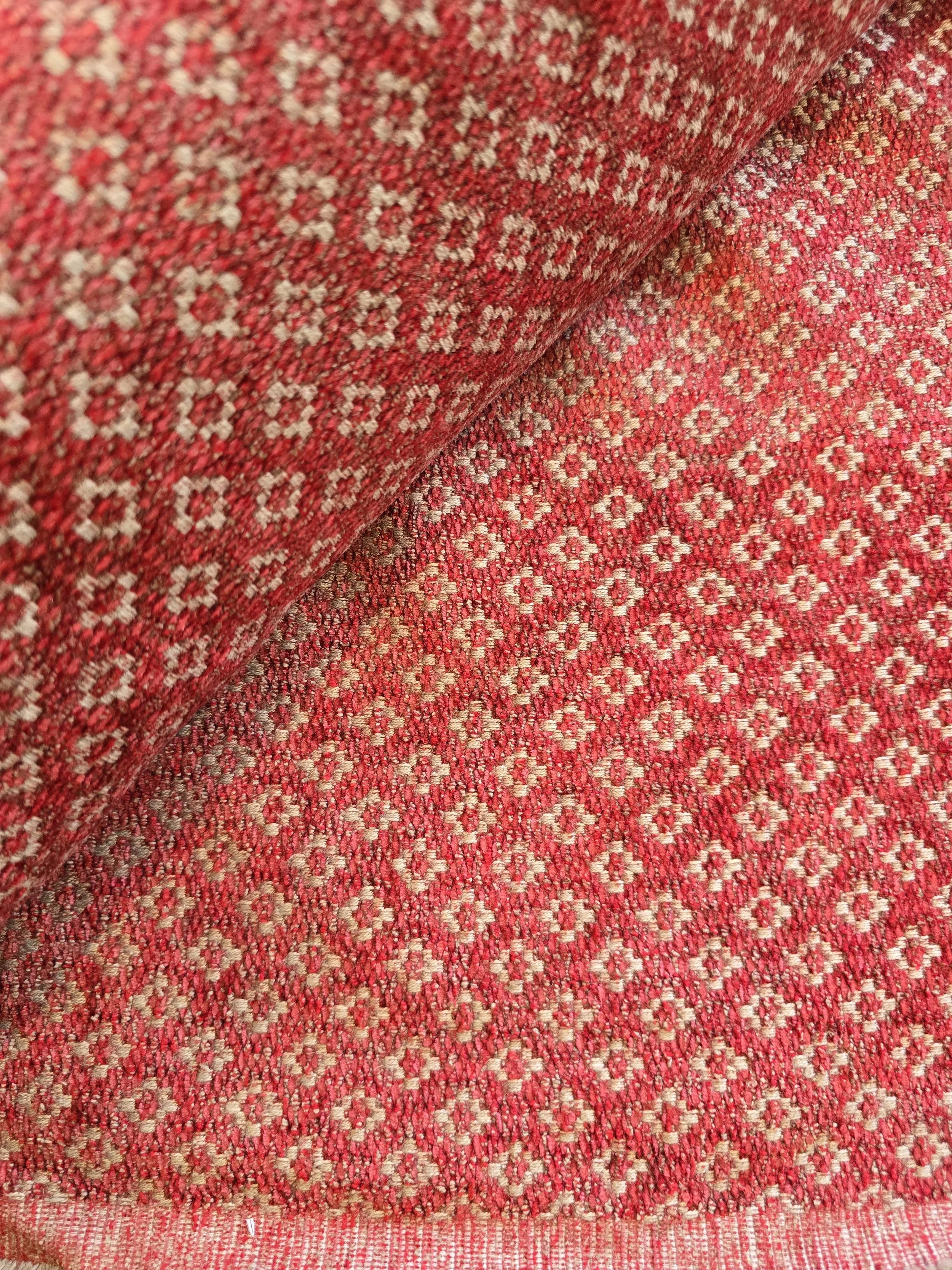Cranberry Diamond Woven Jacquard Fabric - 5 Yards