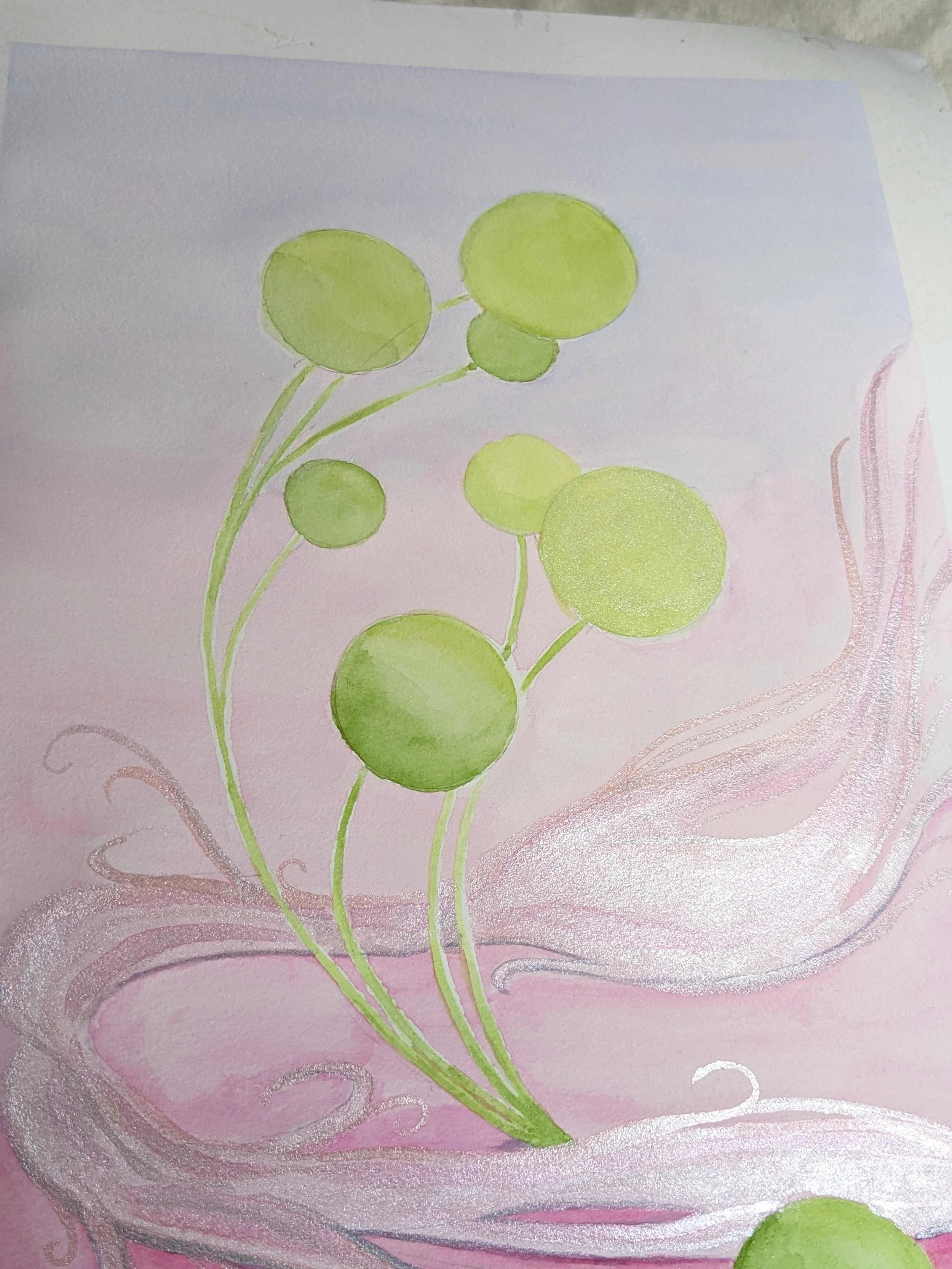 curious green bubble grow on alien pink soil