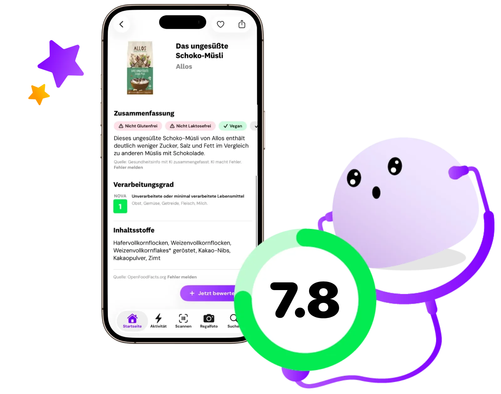 Wie gesund ist es? Health Score, Nährwertliste