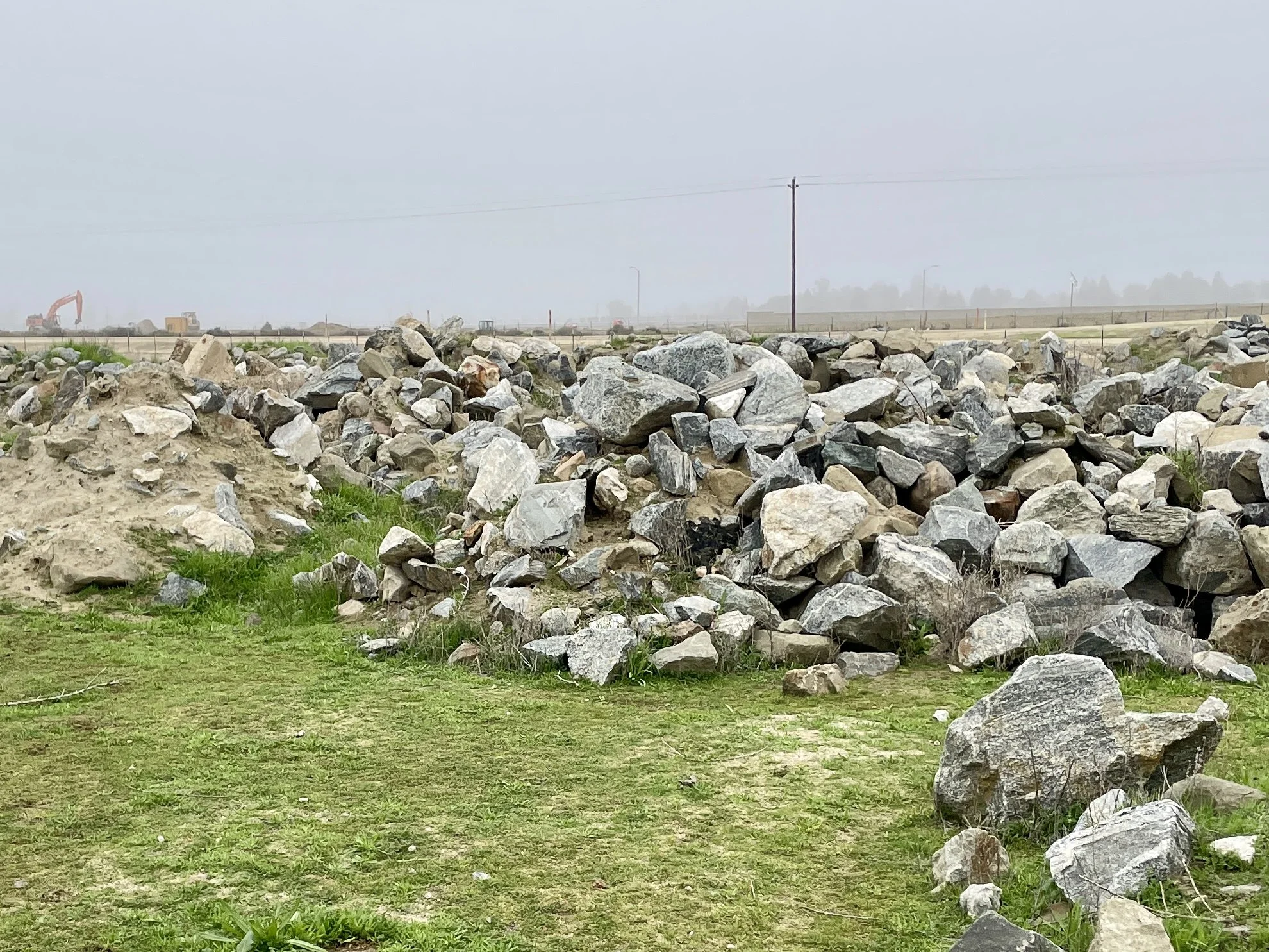 Piles of large stones to hide rabbits and squirrels.  