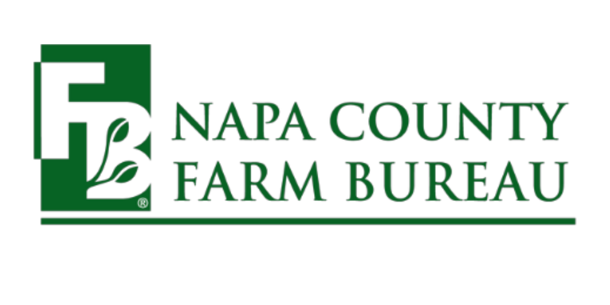 Logo of Napa County Farm Bureau with green text and emblem of a leaf and farm shape.