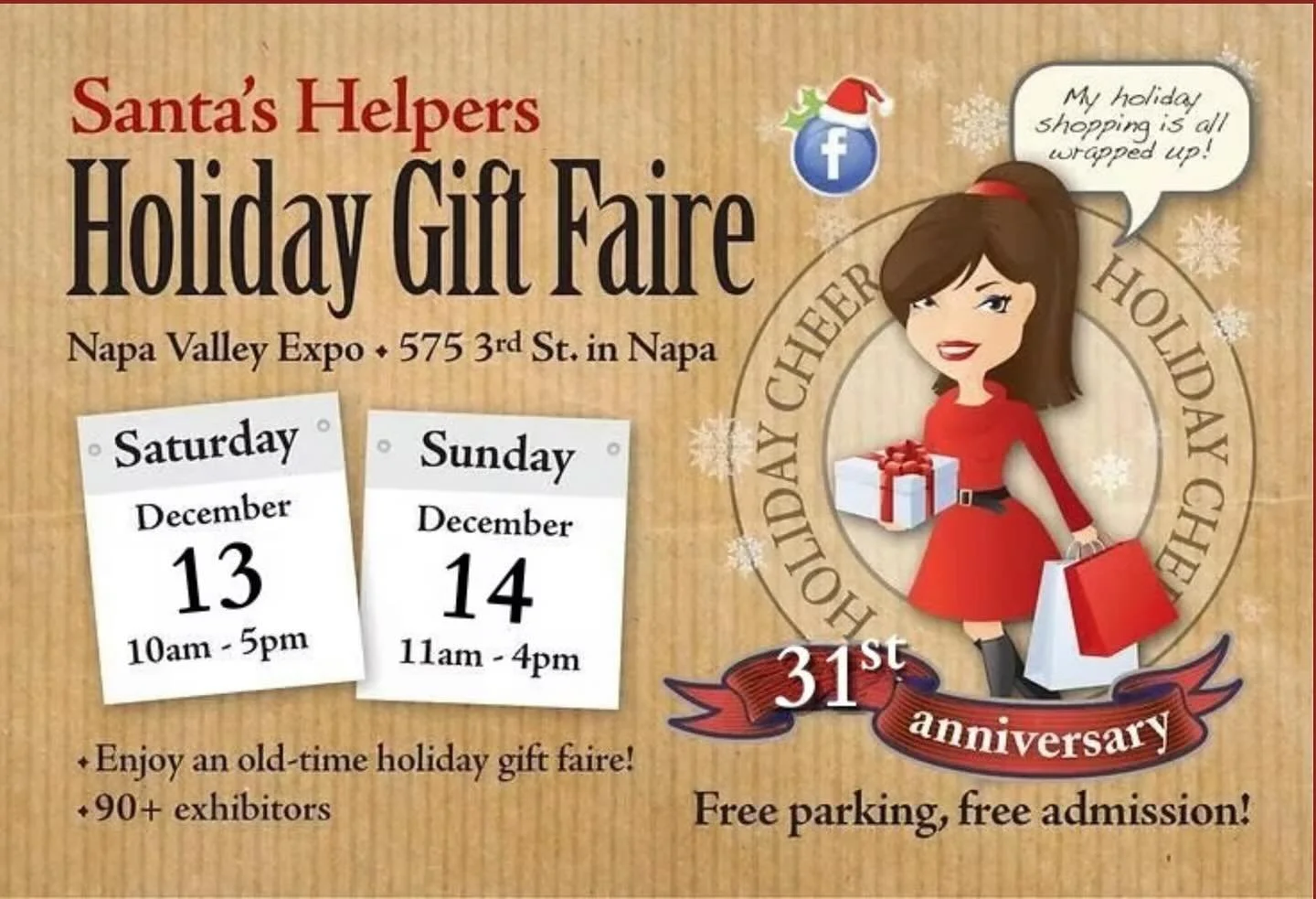 🎄 Mark your calendars! The 2025 Santas Helpers Holiday Gift Faire is December 13th and 14th at the Napa Valley Expo! Visit SantaHelpers&ndash;Napa.com for more info! 🎅