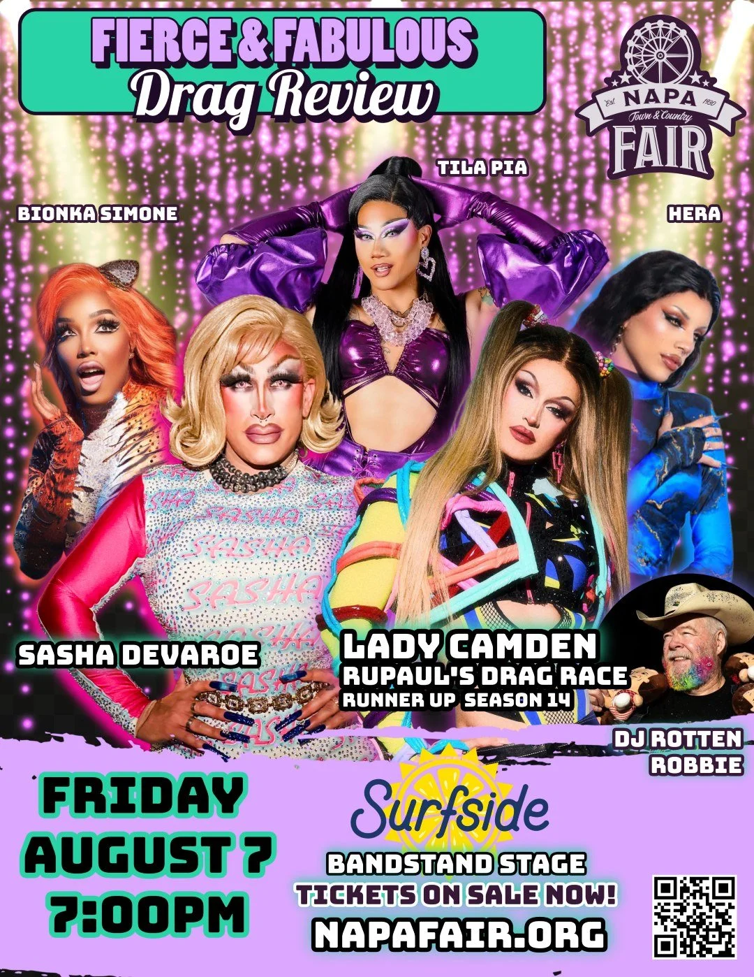 Showing off their moves and grooves at the Fierce &amp; Fabulous Drag Review, join Sasha Devaroe, Bionka Simone, Tila Pia, Hera, plus special guest LADY CAMDEN from RUPAUL'S DRAG RACE Season 14! You've never seen a fair performance like this!

Sasha 