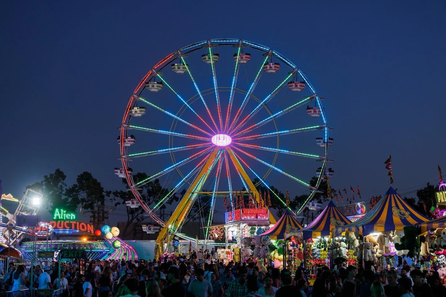 TOMORROW! 😱🎪 Aug 6-9

Kids under 12 and Seniors 62+ get FREE ADMISSION for Opening Day, Thursday the 6th. 🎡 Join us for a full day of fair fun, including live musical acts, carnival rides and games, agricultural activities, live animals, and more!