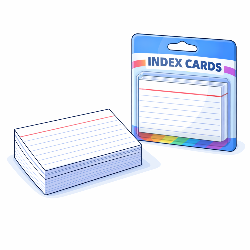 Index Cards - 3x5 Ruled; Packs of 100 (Value Brand)