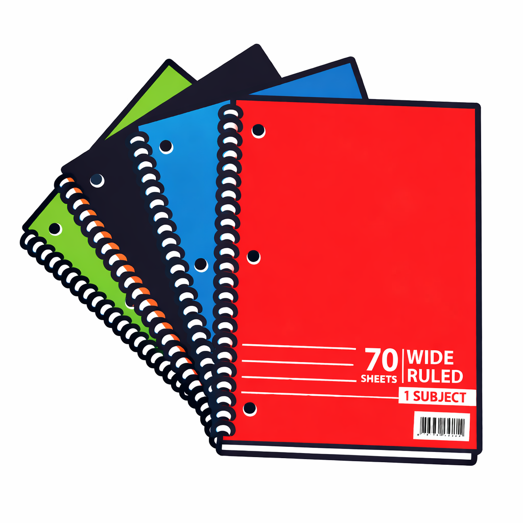 Notebooks - Wide Ruled Single Subject Spiral (Value Brand) - Case of 48