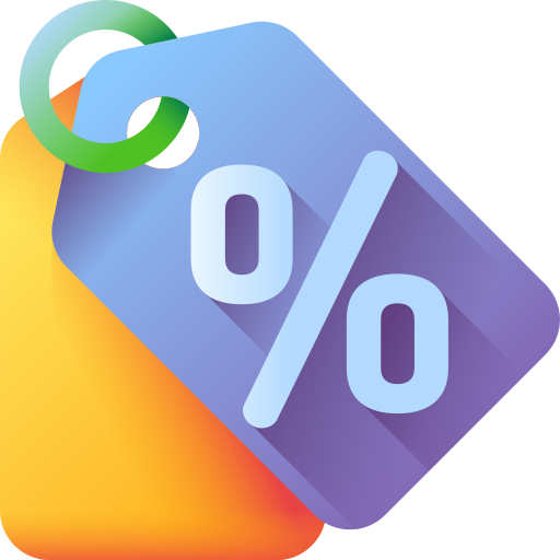 Close-up of a percentage discount tag or label on a shopping or sale sign with a yellow background and green string for hanging.