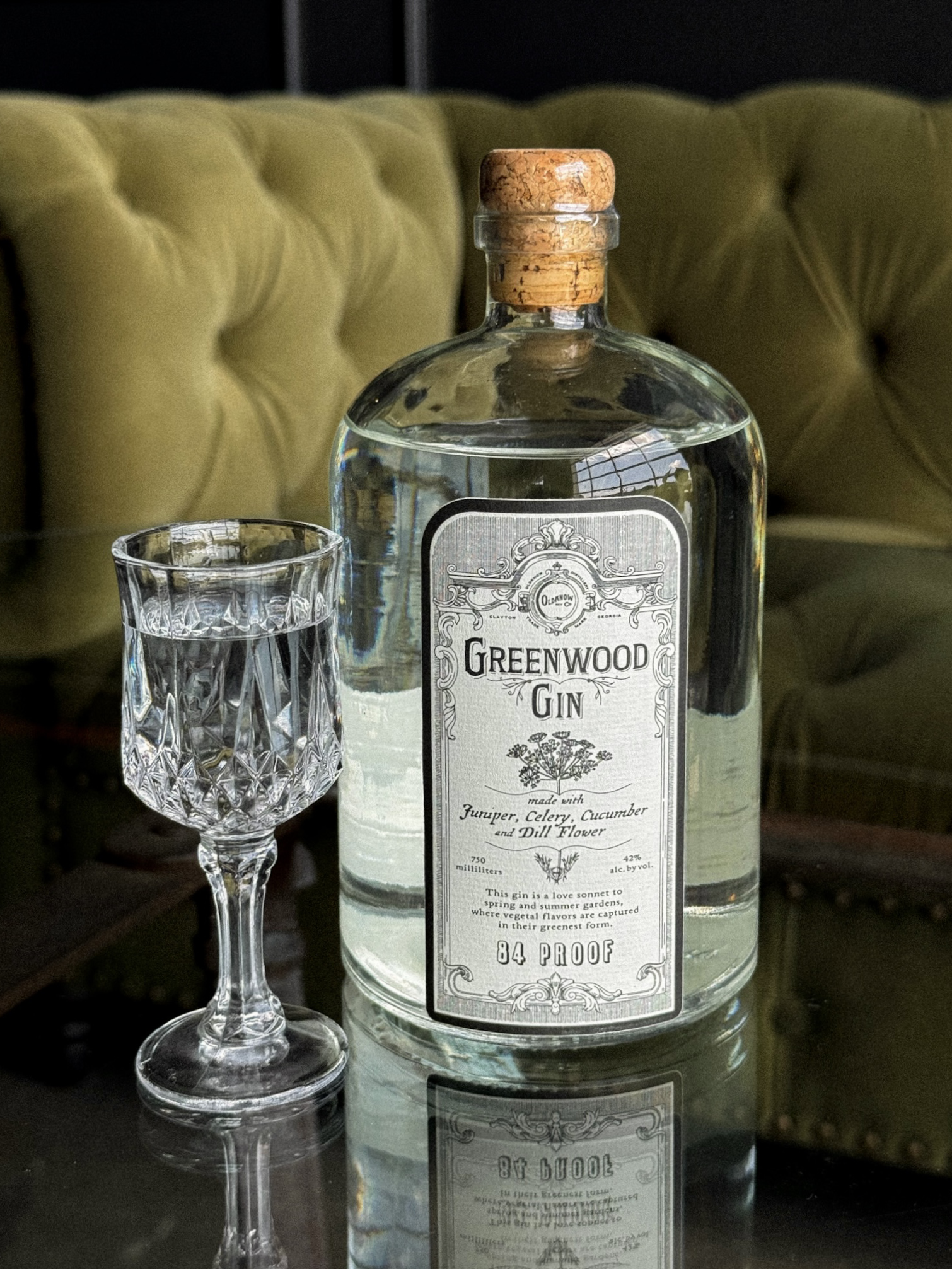Greenwood Gin Bottle and tasting cup