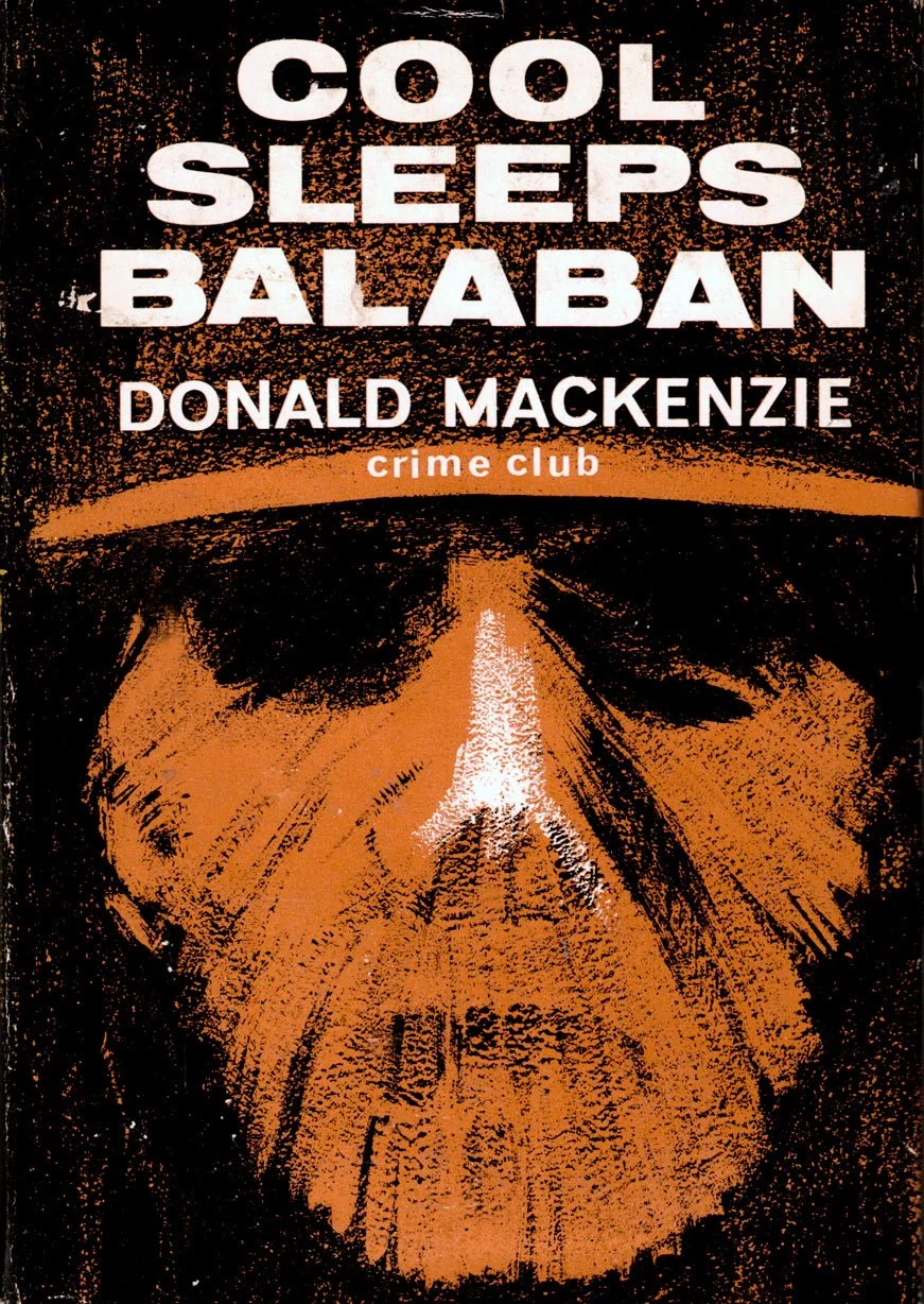 Book cover for 'Cool Sleeps Ballaban' by Donald Mackenzie, featuring an illustration of a person's face in orange and black.