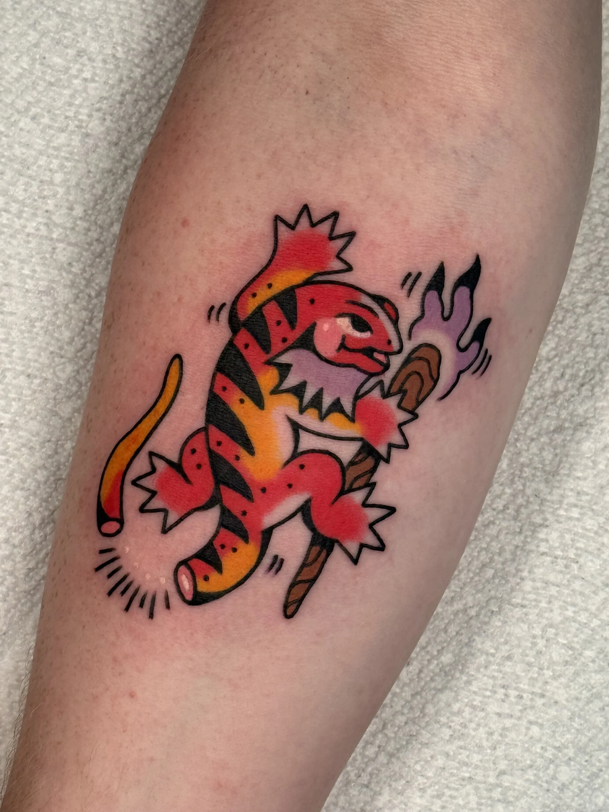 silly tattoo orange color tattoo augusta wizard tattoo fun bold colors memorial traditional blush cute 