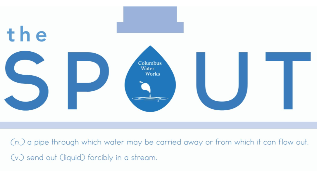 Blue “The Spout” customer e-newsletter header featuring the Columbus Water Works logo.