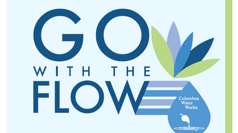 Blue and green “Go with the Flow” customer bill insert announcing the new payment system.
