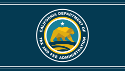 Seal of the California Department of Tax and Fee Administration featuring a bear and star elements