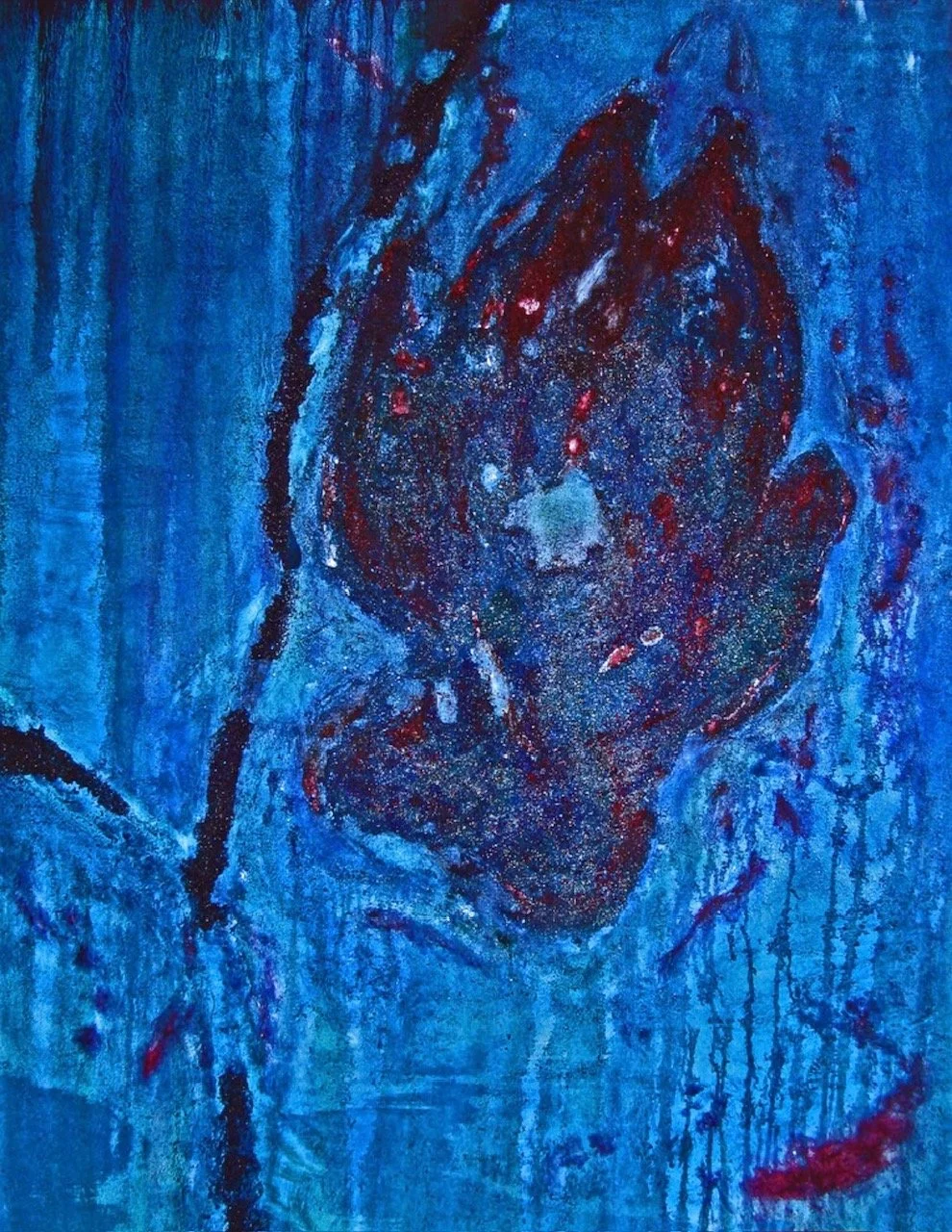 Dog Print- 3'X5' - Mixed Media, Including Beads and Oil on Canvas