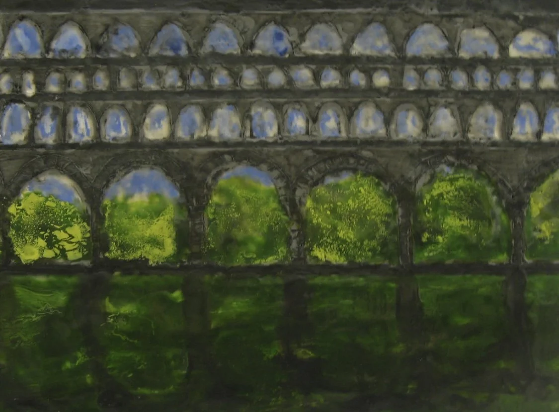 Aquaduct - 8"X10" - Encaustic on Board Canvas