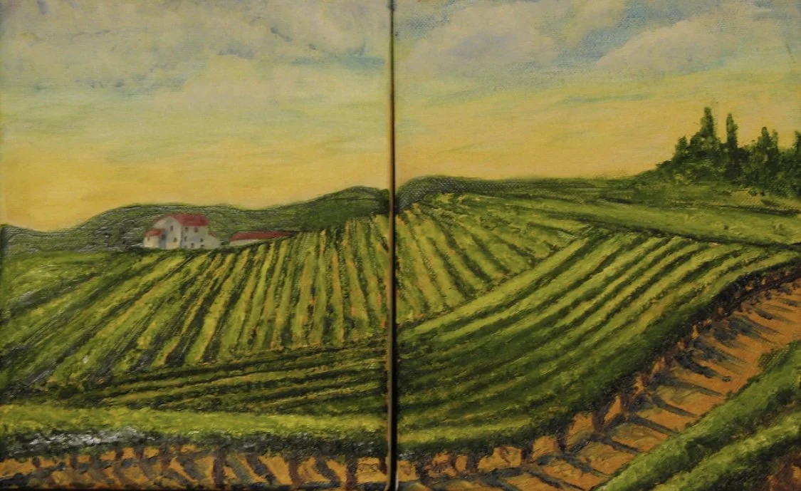 Italian Countryside Diptych - Each Peice is 8"X10" - Oil on Canvas