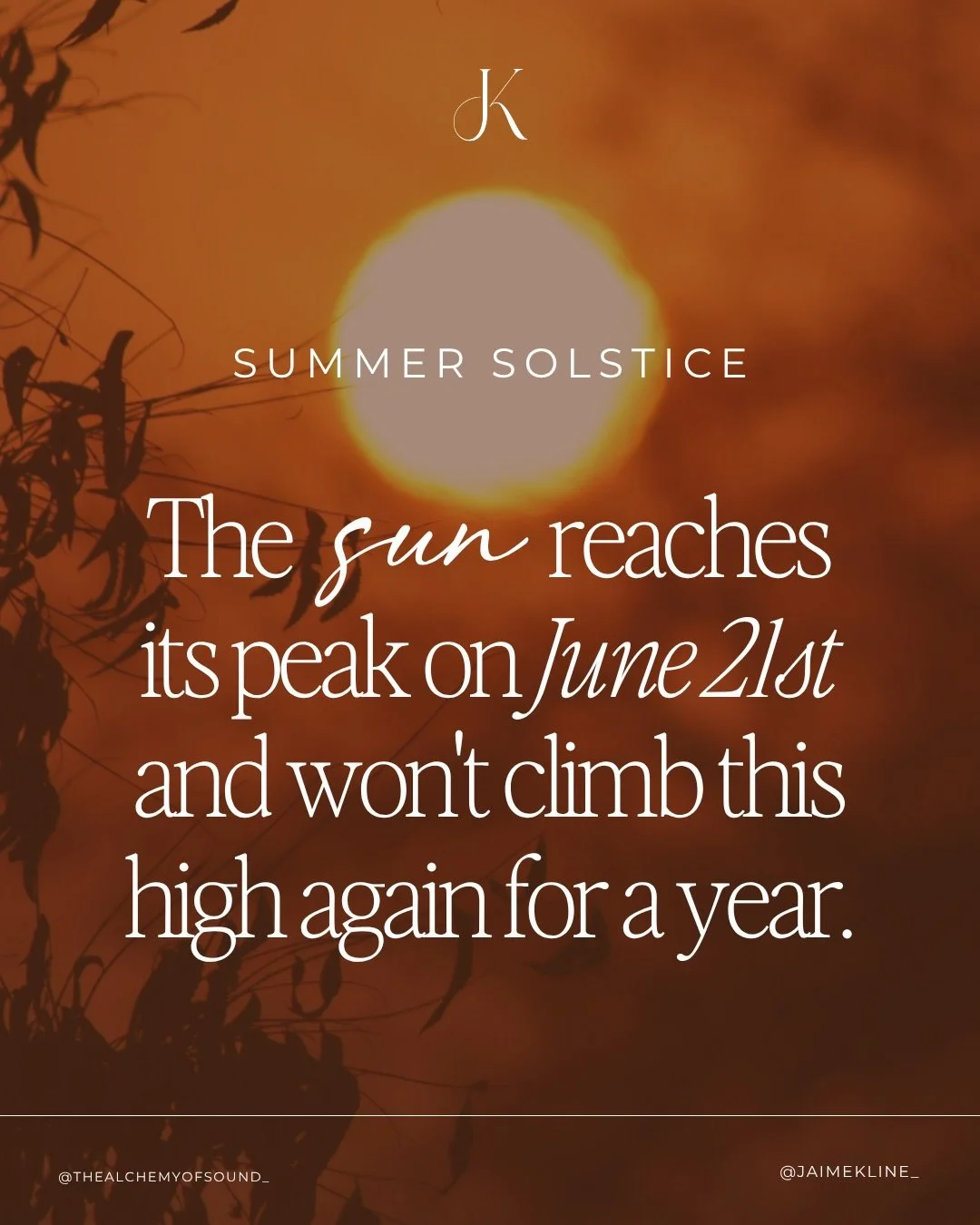 Summer solstice is a threshold moment: the sun at its peak in the Northern Hemisphere, and the year&rsquo;s light is at its fullest. ☀️

Woven into that peak is a quiet truth: this is also the moment the turning begins.

The days grow shorter, light 