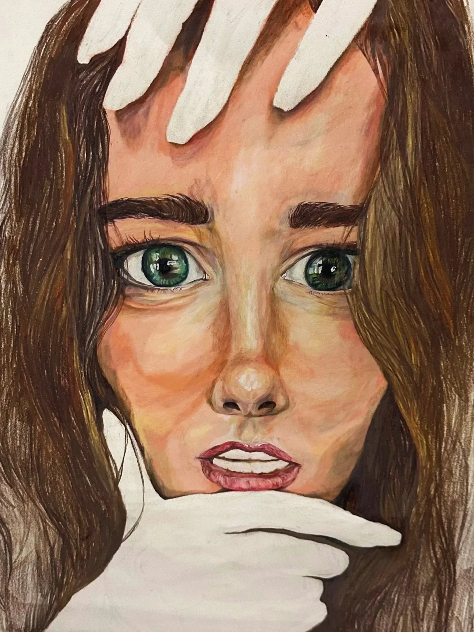 Negative space portrait - color pencil on paper - 2026
