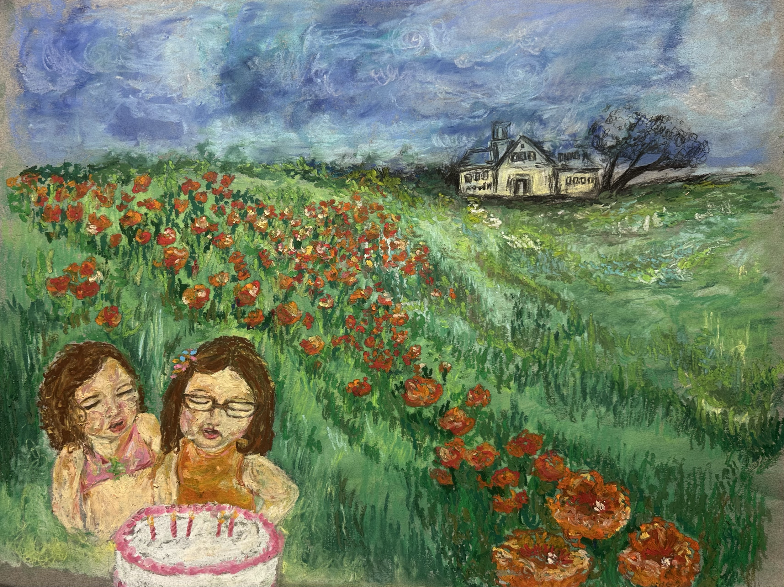 Mixed media on paper - charcoal, oil pastel, chalk pastel, and color pencil - 2026