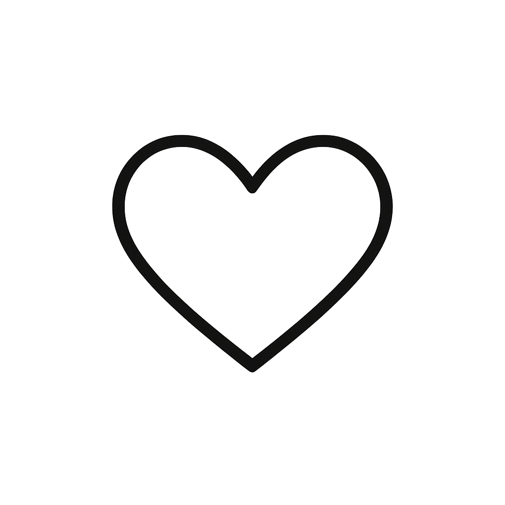 A black and white image of a paper with a blank space, featuring a large heart shaped outline drawn in the center.