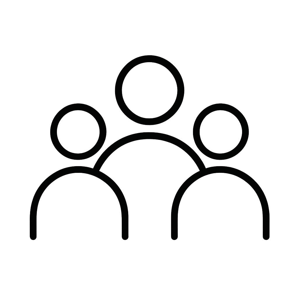 Icon of three stylized people representing a group or team.