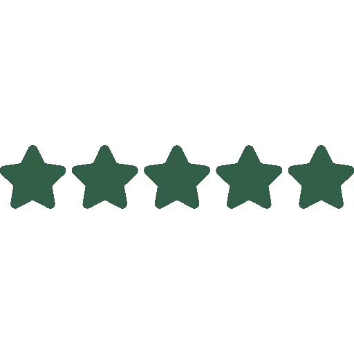 Five green stars arranged in a row with the word 'stars' underneath