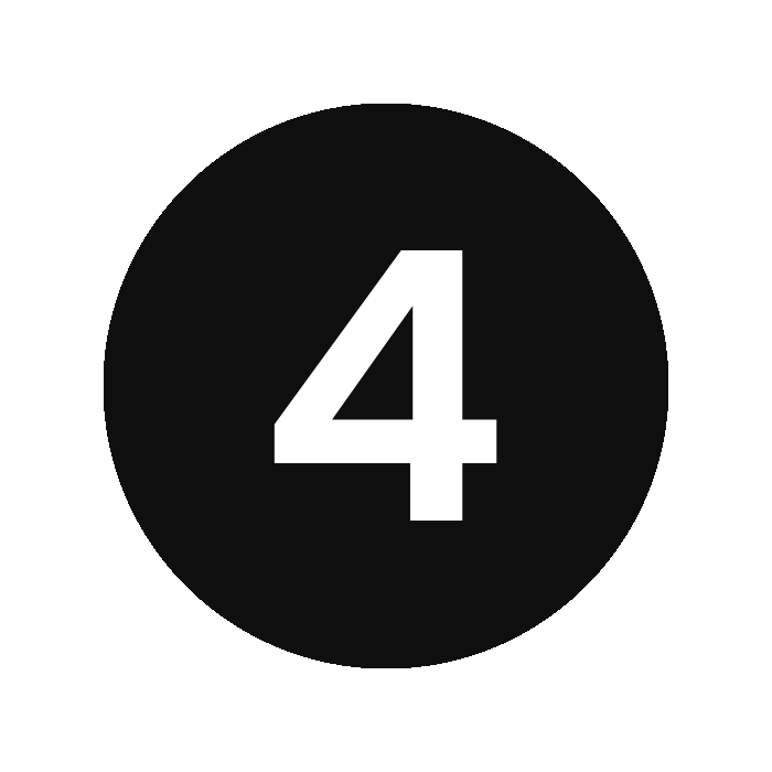 Black circular countdown timer at four seconds with white number four in the center.