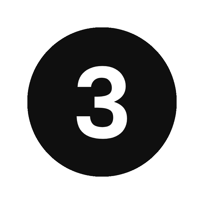 Black background with a white number three in the center