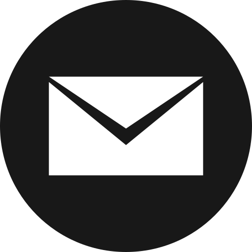 Icon of a closed envelope inside a black circle.