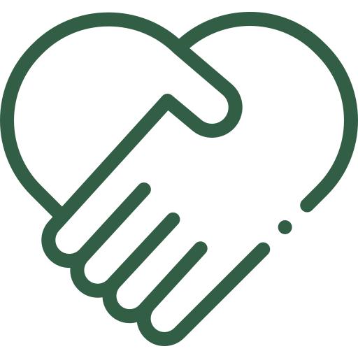 Outline of two hands shaking.