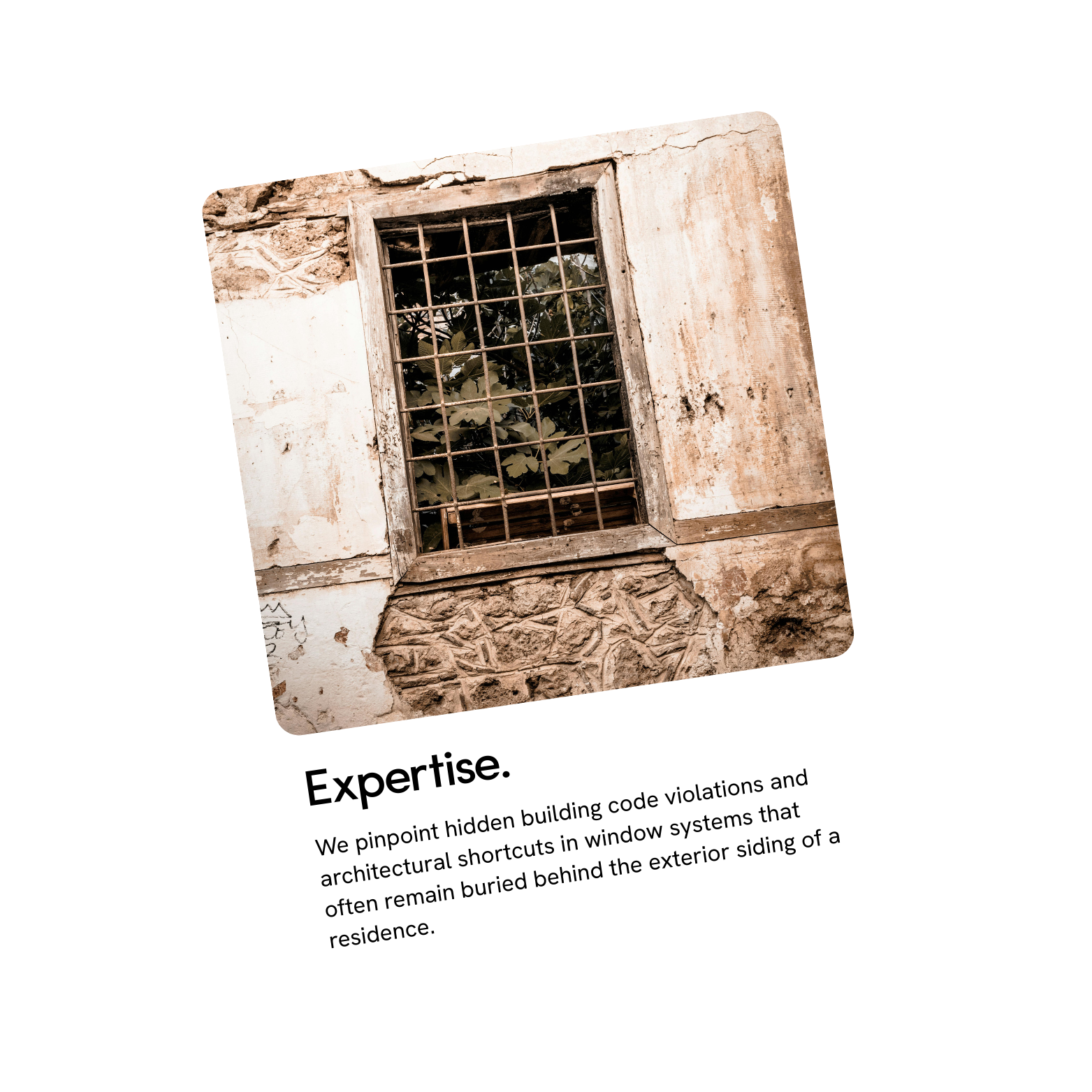 Old building window with rusted bars and overgrown plants behind it, set in a weathered wall with peeling paint and stonework at the bottom.