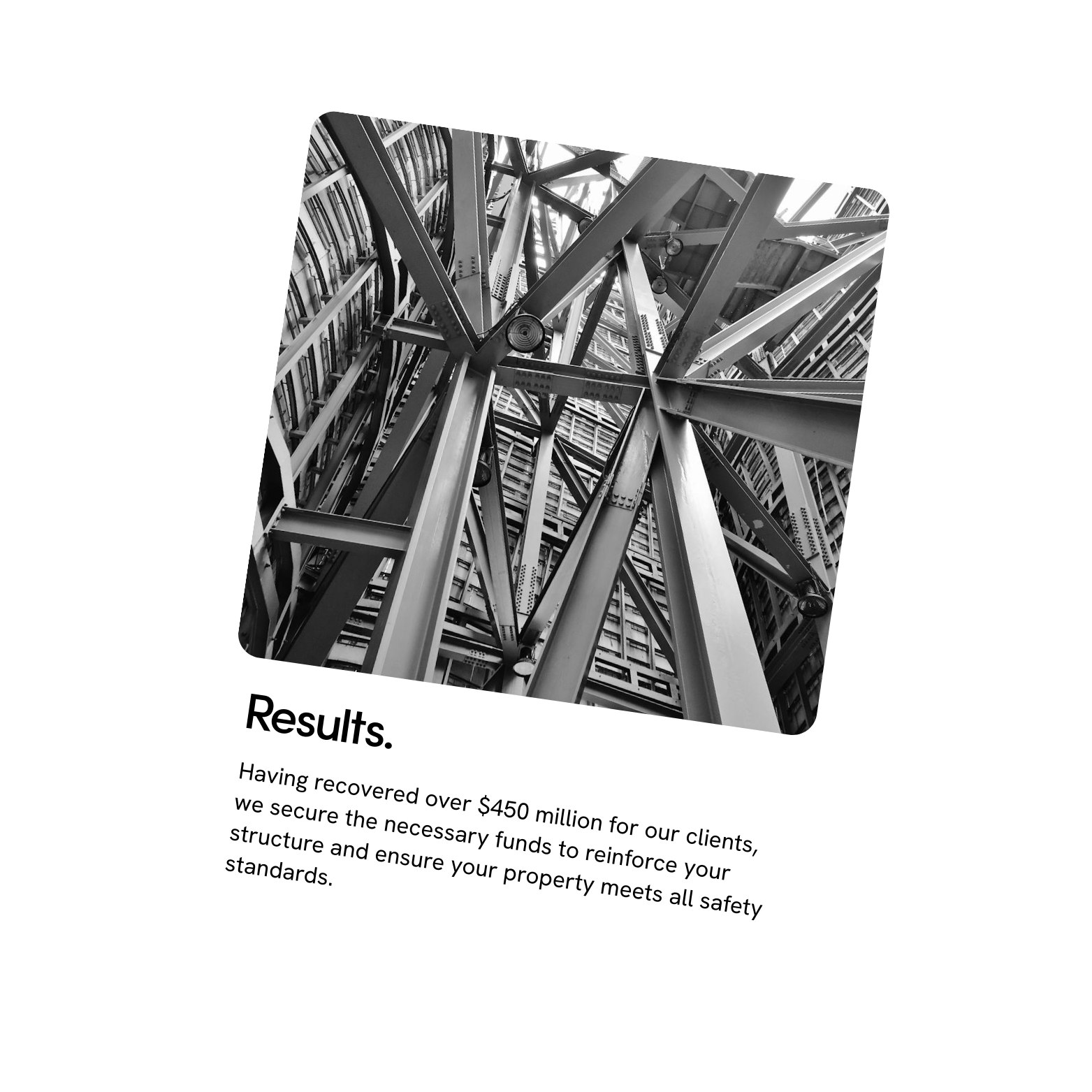 A construction site with steel beams and structures, black and white photo