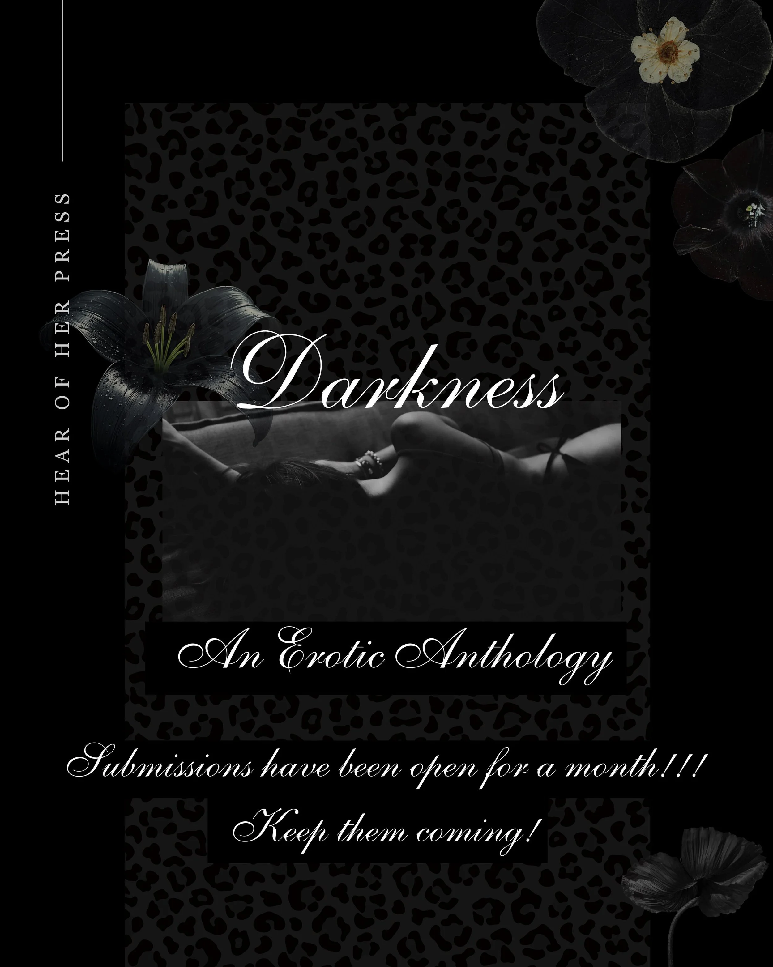 We&rsquo;ve been open for submissions a month today! Thank you to everyone who has already submitted. We&rsquo;re excited to see what else you&rsquo;ve got. Keep them coming!
Darkness awaits. 🖤

#submissionsopen #erotica #anthology #romanticdarkness