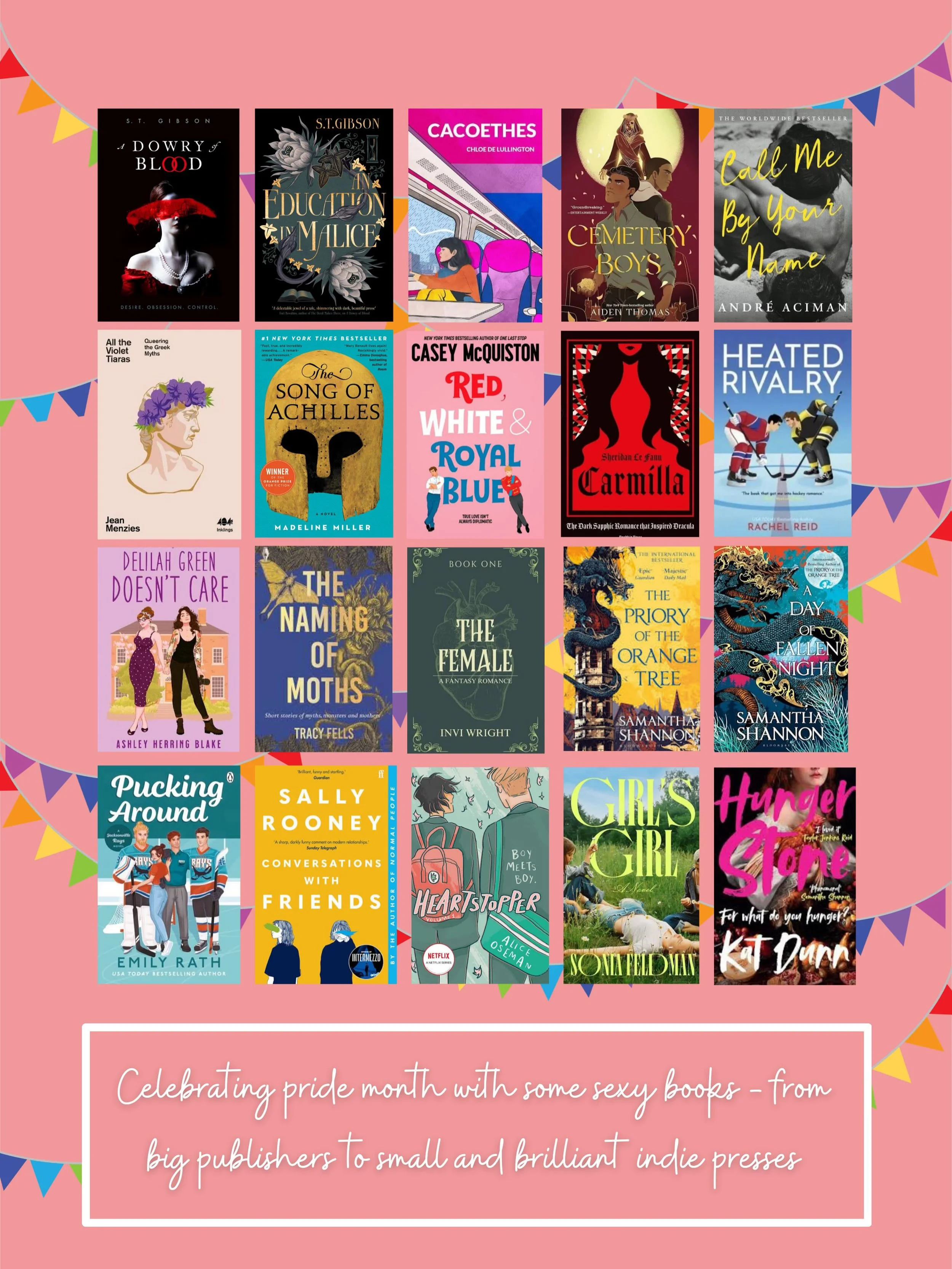 Pride Month at Hear of Her Press! Take a look at a suggested tbr list of sexy books from big publishers to brilliant northern indie presses like @flyonthewallpress and @northodoxpressofficial . 
Our tbr includes queer classics and new releases, femin
