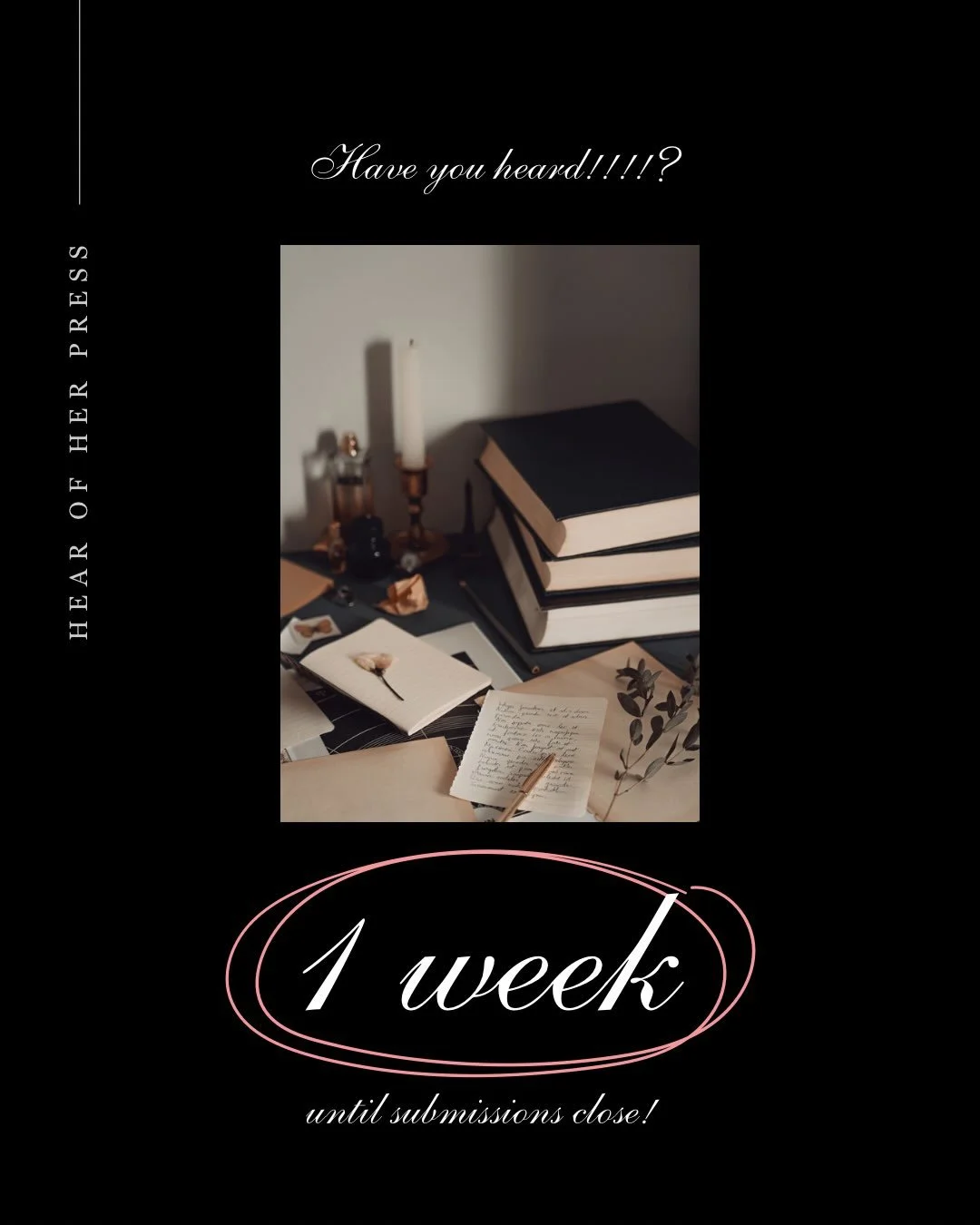 Only one week left to send us your submissions!

Full details are available on our website and you can submit to us at hearofher.com/submissions 🖤

#anthologies #darkromancebooks #erotica #indiepublisher #hearofher