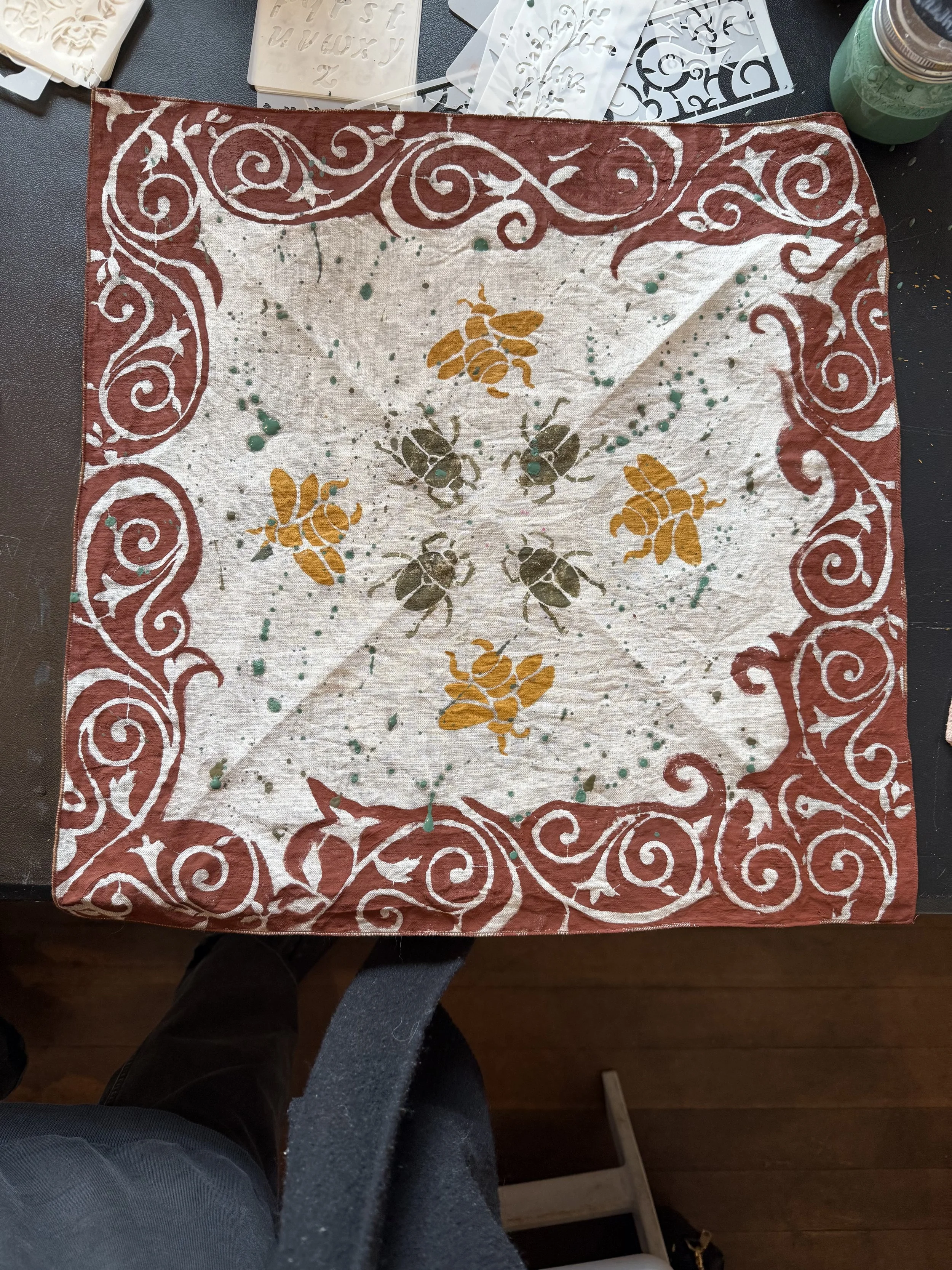 Earth Pigment Painting on Organic Linen Bandanas; Jan 10th 530-630pm