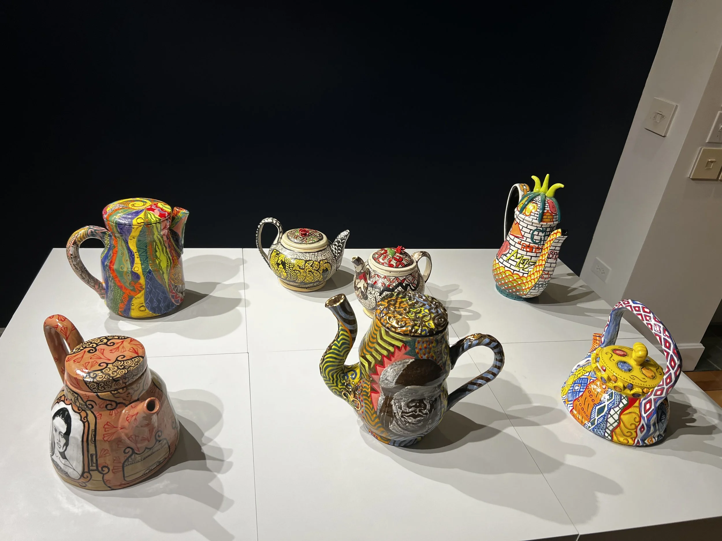 Various teapots in the show