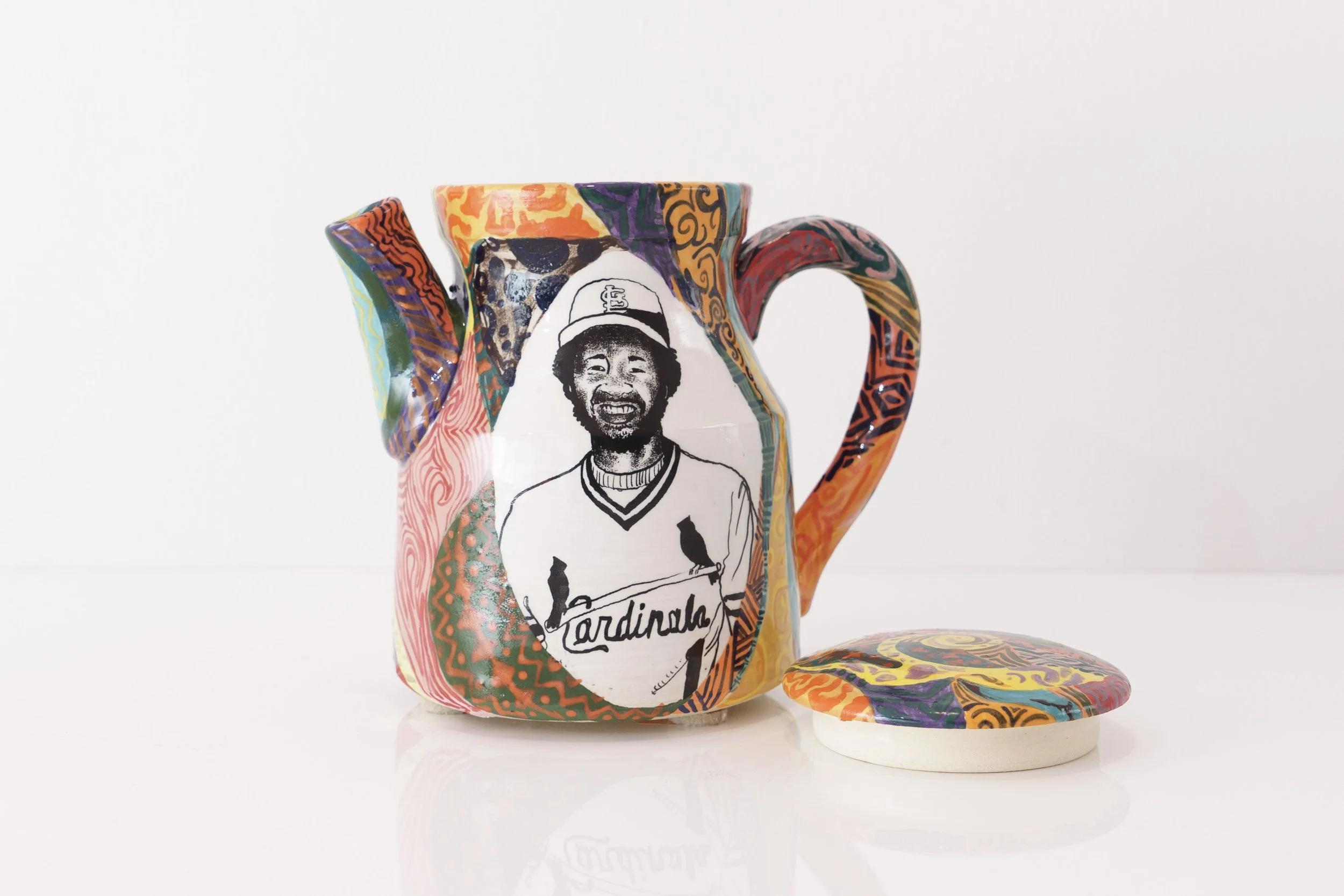 Roberto Lugo: Ozzie Smith. Teapot. 2023. Glazed Stoneware