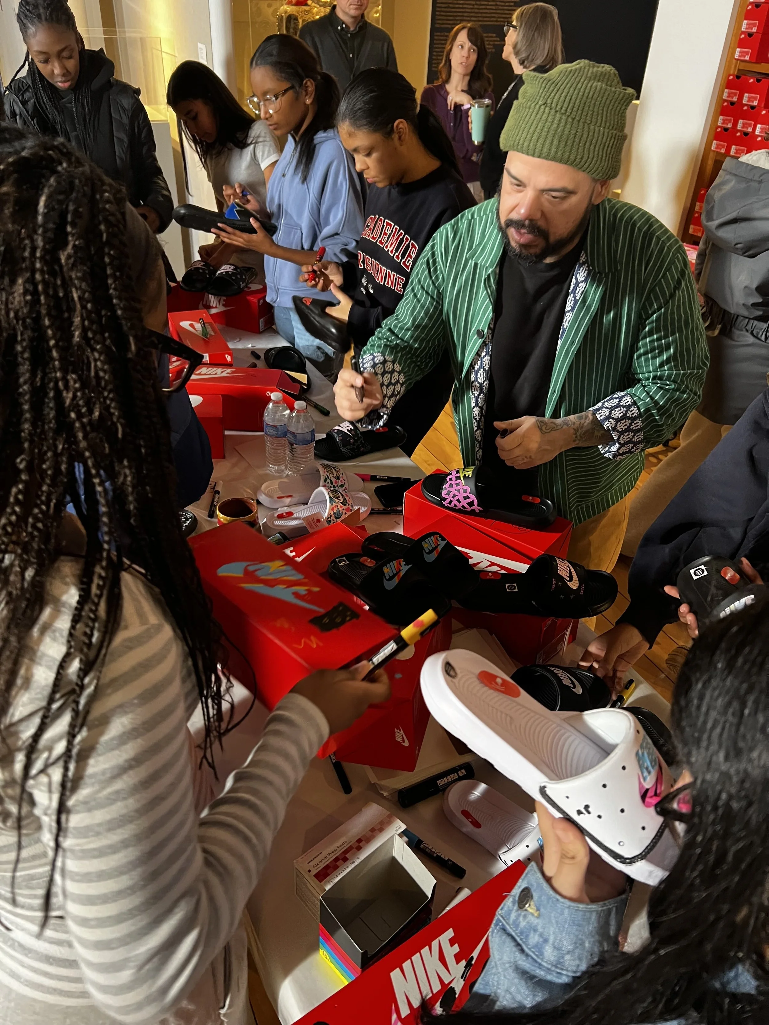 Slide decorating workshop with Boys and Girls Club of Haverhill and Bellisini Academy