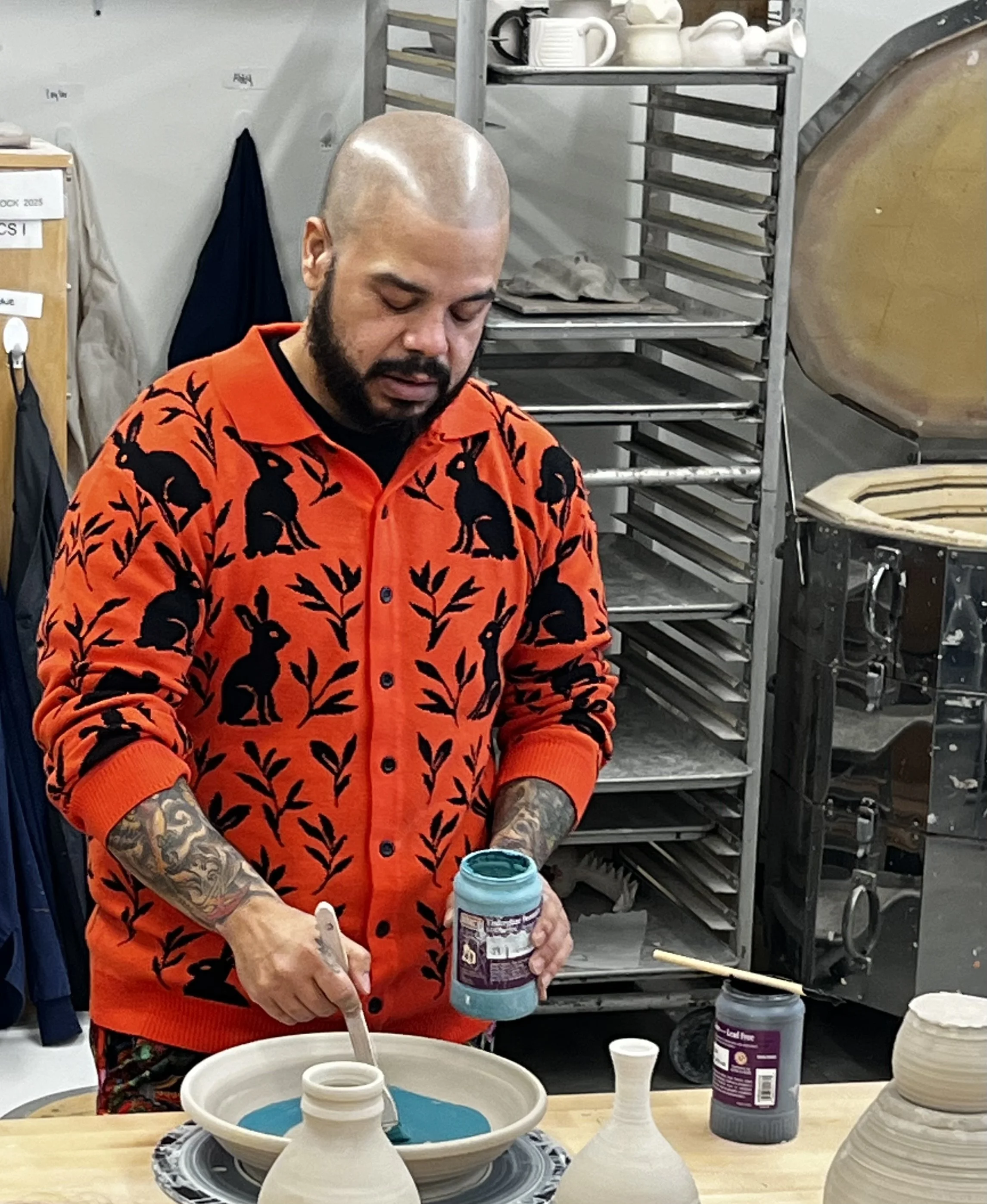 Roberto's demo in the ceramics studio