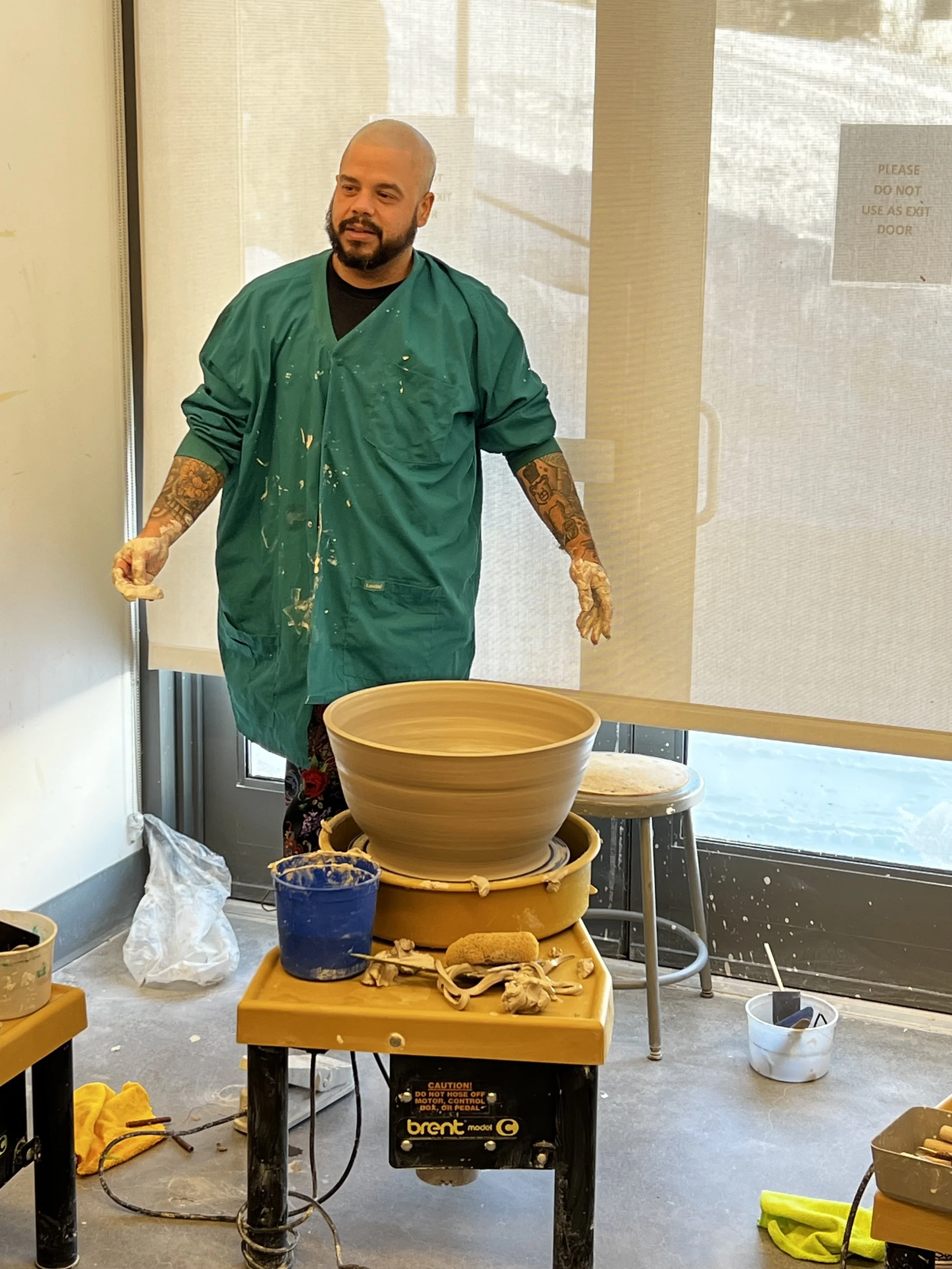 Roberto during pottery throwing demo