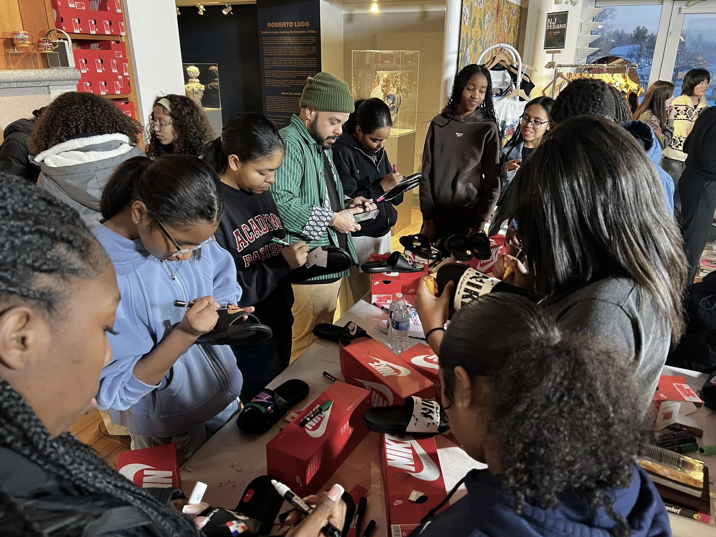 Slide decorating workshop with Boys and Girls Club of Haverhill and Bellisini Academy