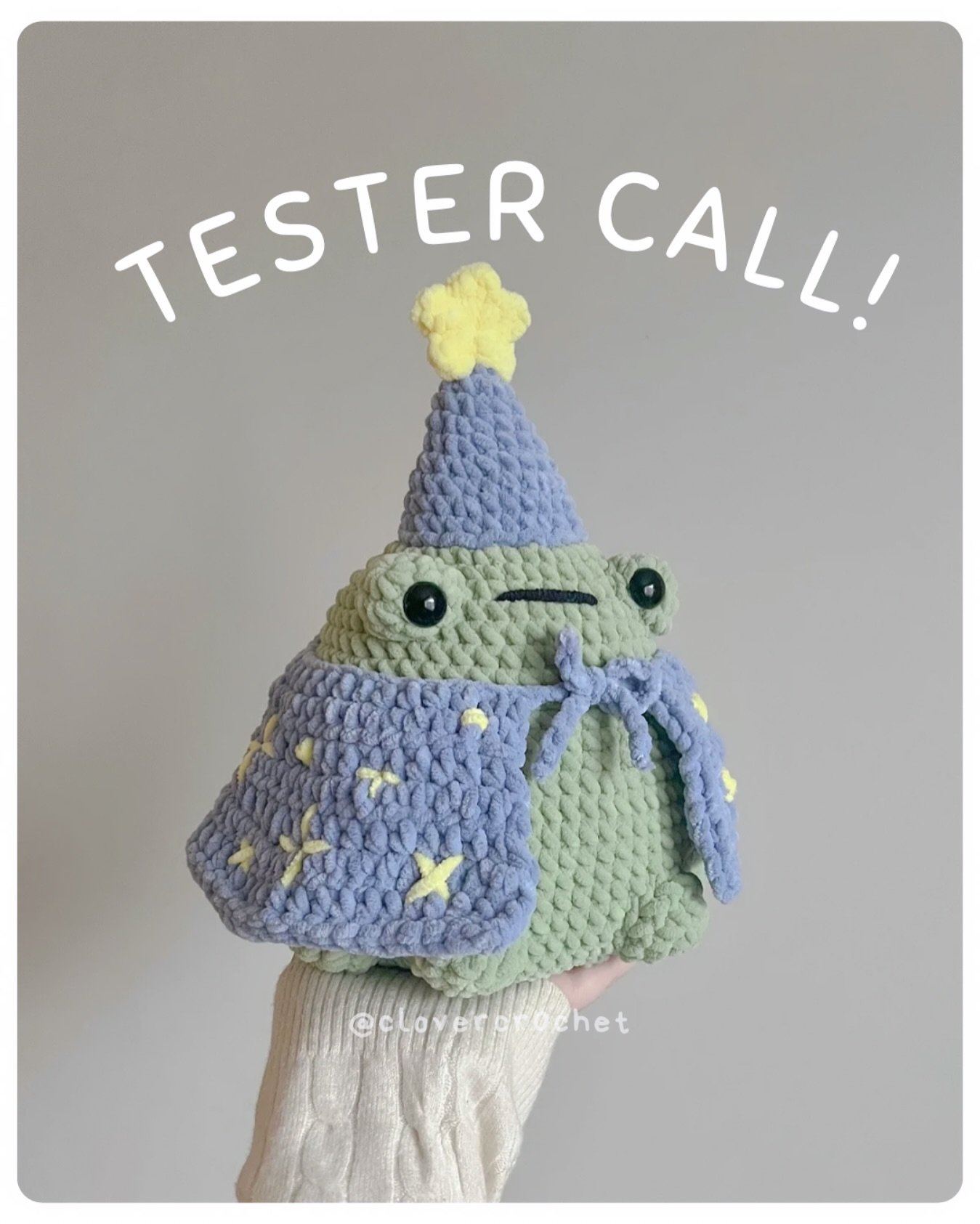 🔮🌿TESTER CALL 🌱🌟 (CLOSED)

hii my friends !!! it&rsquo;s that time :3 i&rsquo;m looking for about 9 testers for my 𝐣𝐮𝐦𝐛𝐨 𝐰𝐢𝐳𝐚𝐫𝐝 𝐟𝐫𝐨𝐠𝐠𝐢𝐞 pattern bundle :))

i just wanted to quickly say thank you for the immense lovin he&rsquo;s 